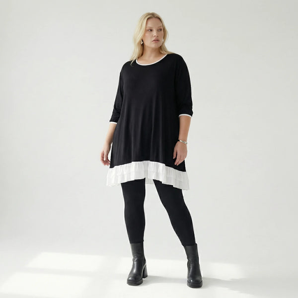  A-Form Shirt von AKH Fashion aus Viskose, 1416.06916, Schwarz/Weiß, Schick, Modern, Bequem