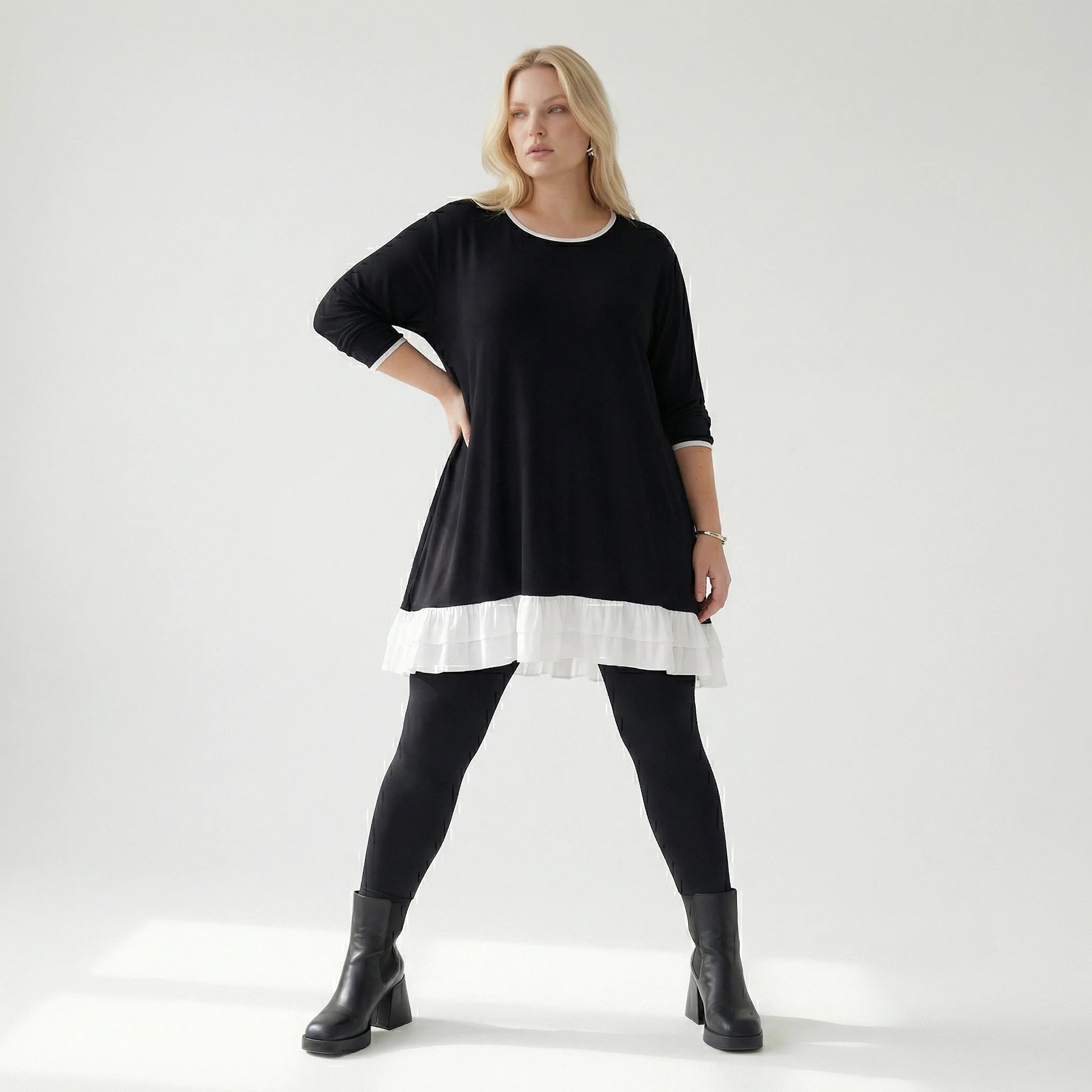  A-Form Shirt von AKH Fashion aus Viskose, 1416.06916, Schwarz/Weiß, Schick, Modern, Bequem