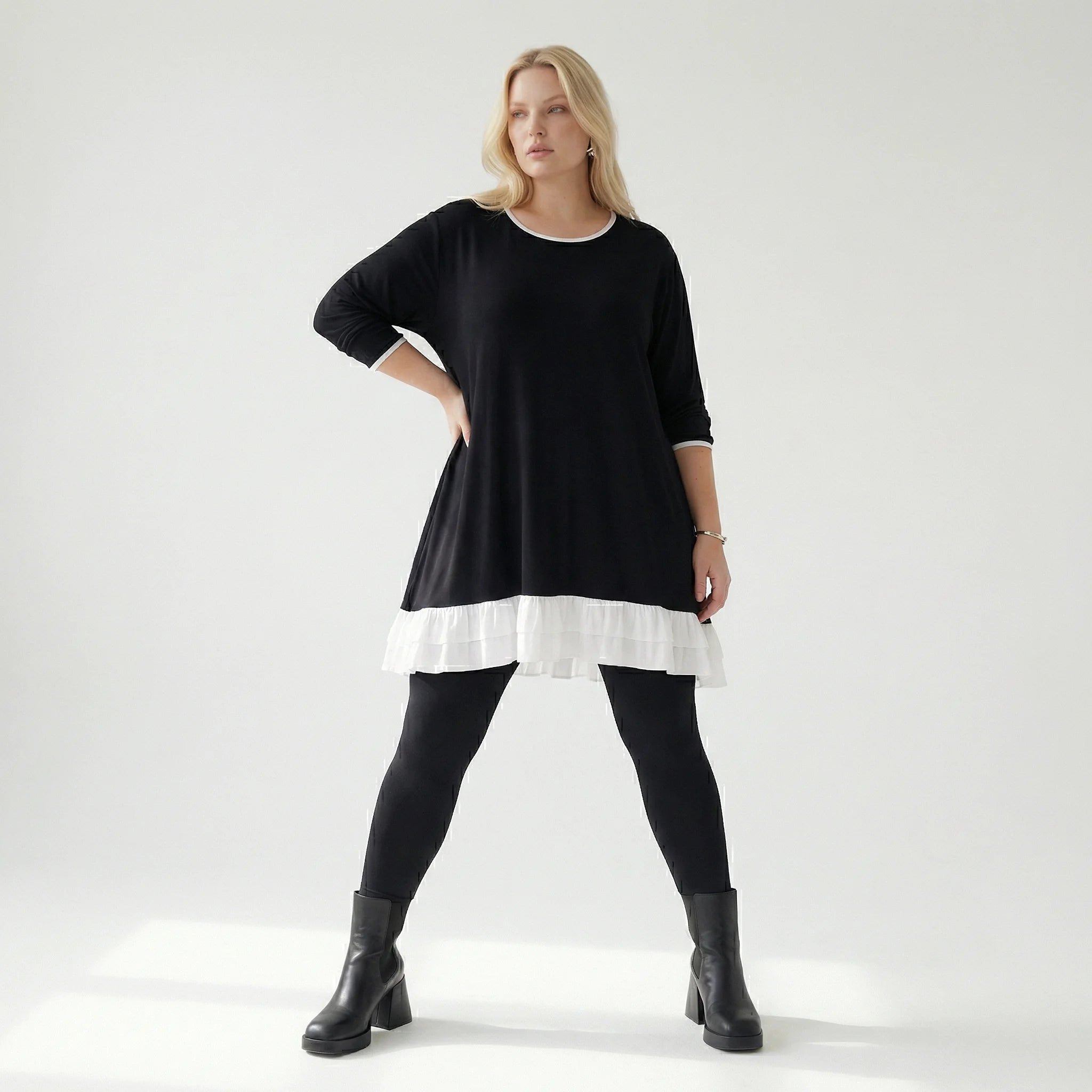  A-Form Shirt von AKH Fashion aus Viskose, 1416.06916, Schwarz/Weiß, Schick, Modern, Bequem