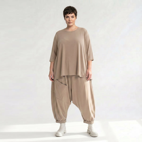 Oversize Damen Shirt, AKH Fashion, Materialmix, Glocken-Form, Lagenlook Mode, große Größen - SEELENlook