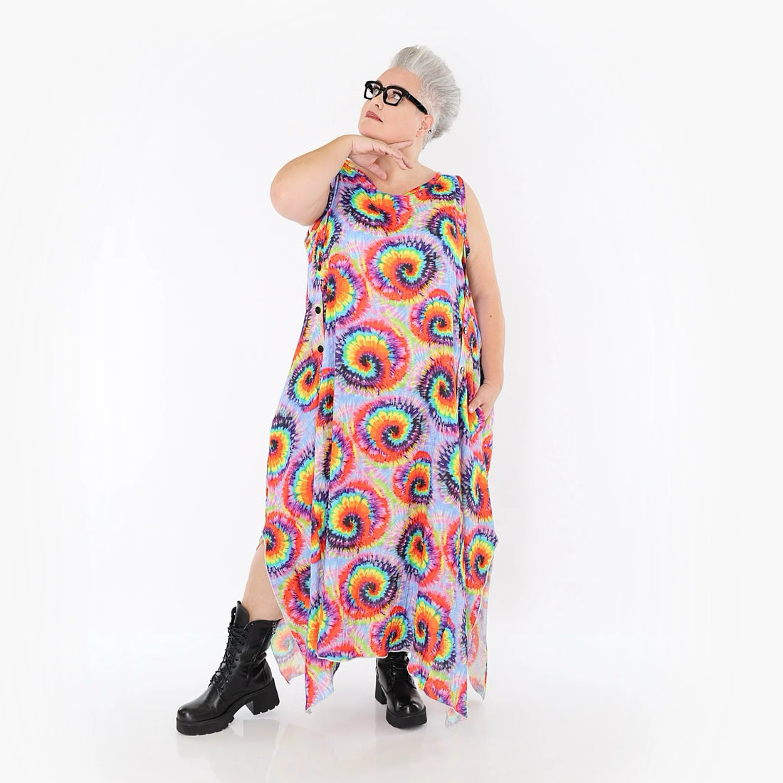  A-Form Kleid von AKH Fashion aus Baumwolle, 1503.07111, Multicolor, Farbmix, Ausgefallen