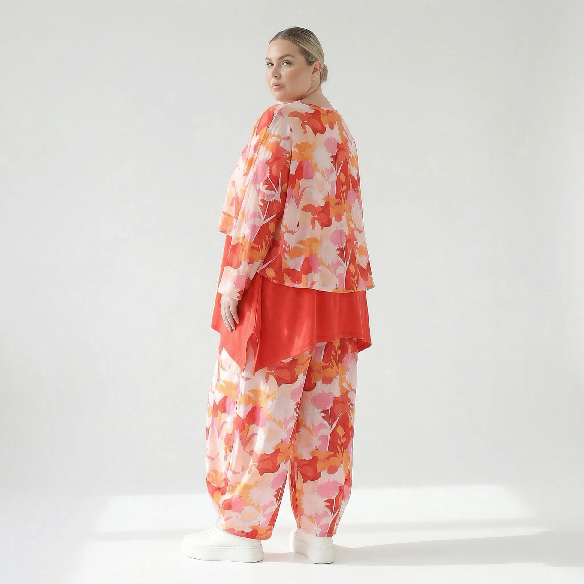  Ballonhose von AKH Fashion aus Viskose, 1506.08069, Orange/Multicolor, Blumen, Schick