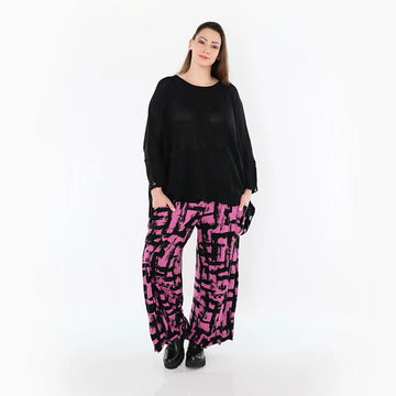  Ballonhose von AKH Fashion aus Viskose, 1519.07007, Fuchsia/Schwarz, Pinselstrich, Schick