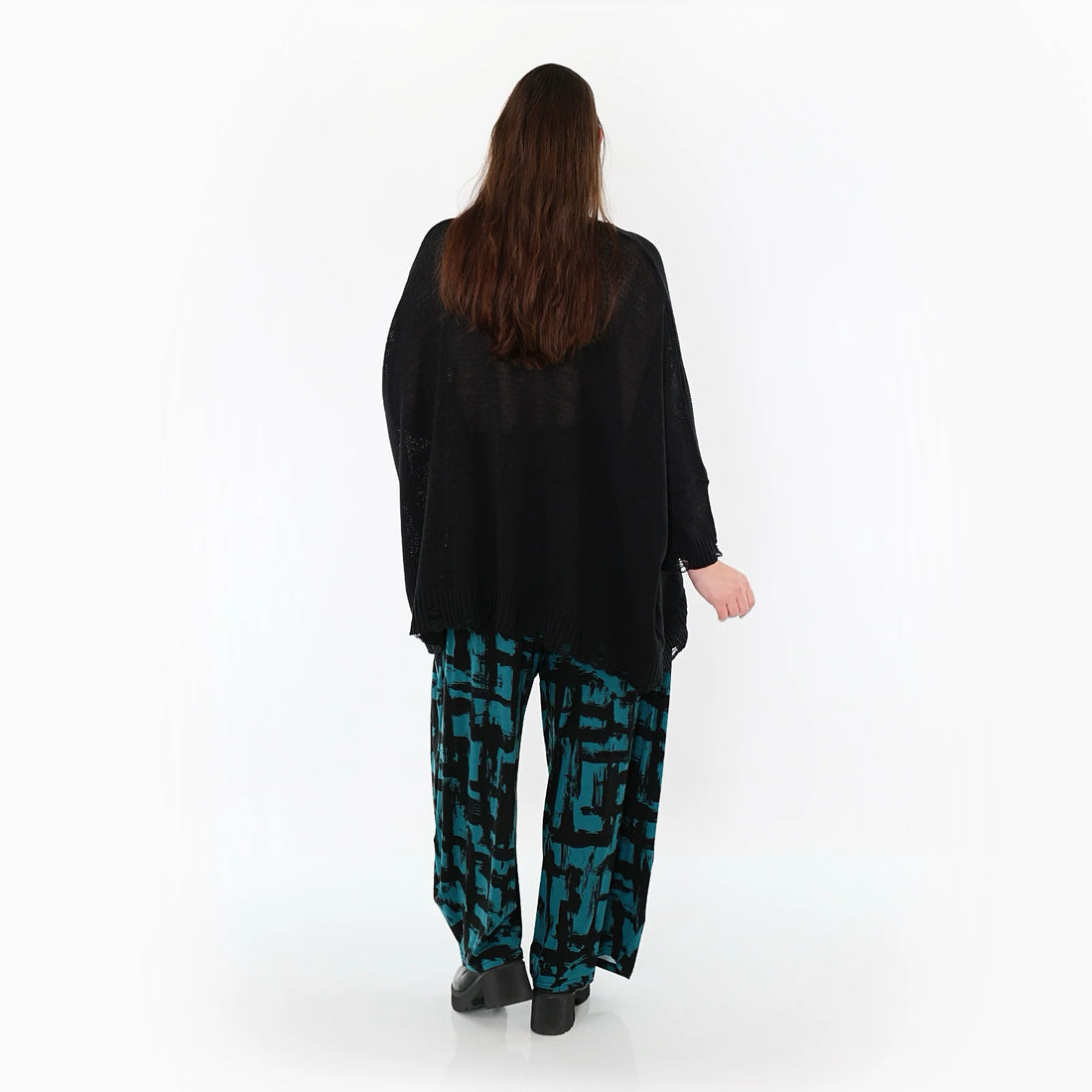  Ballonhose von AKH Fashion aus Viskose, 1519.08069, Petrol/Schwarz, Pinselstrich, Schick