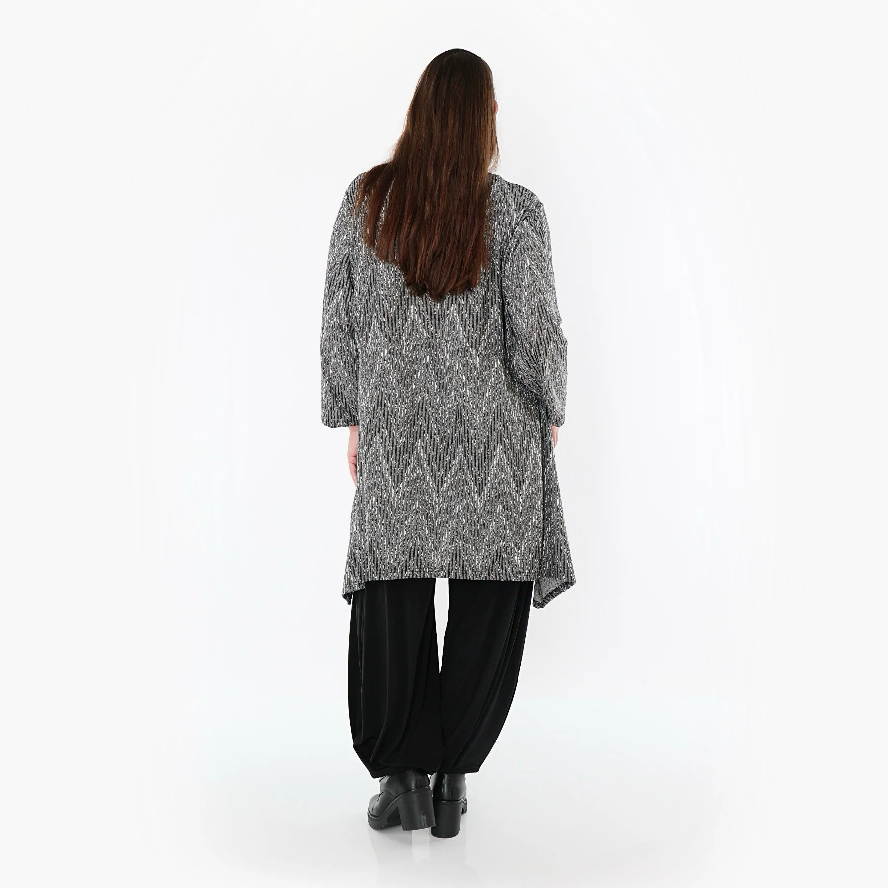  A-Form Shirt von AKH Fashion aus Materialmix, 1526.00521, Grau/Schwarz/Weiß, Schick
