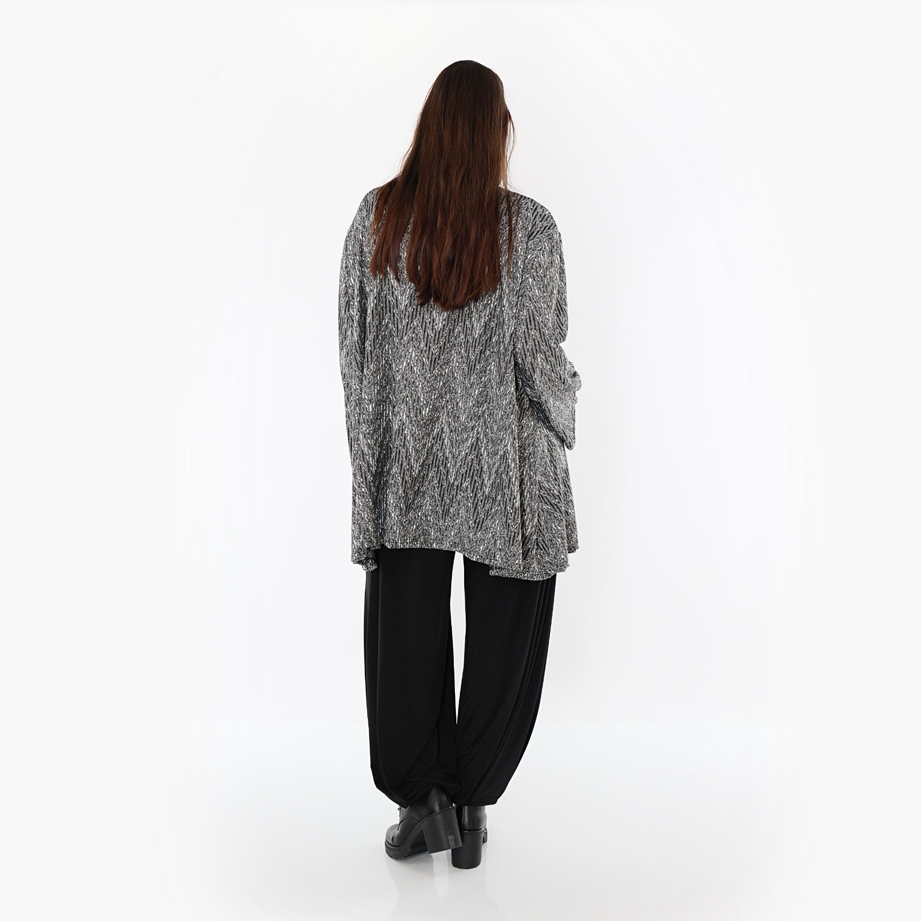  A-Form Bigshirt von AKH Fashion aus Materialmix, 1526.00593, Grau/Schwarz/Weiß, Schick