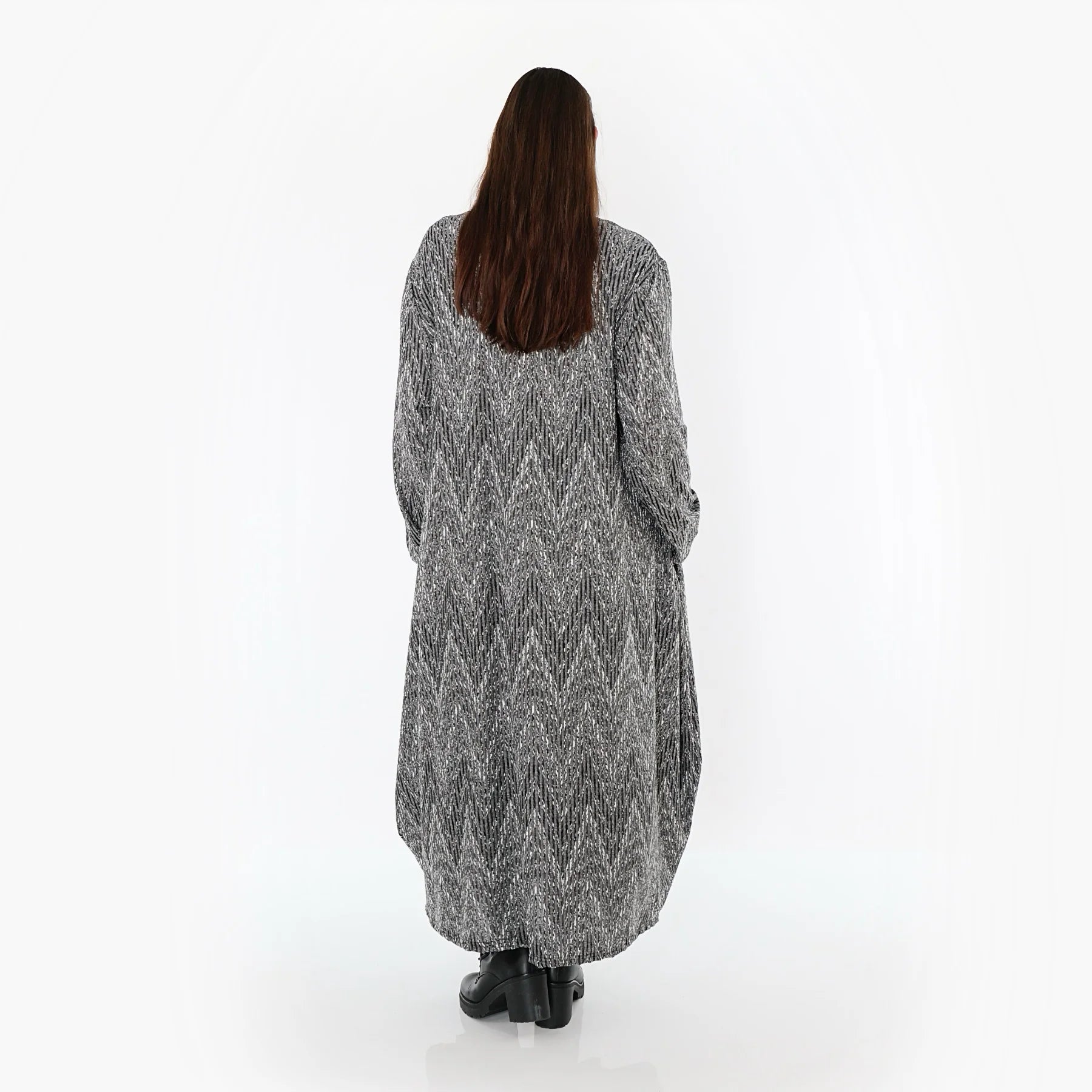  Ballonkleid von AKH Fashion aus Materialmix, 1526.01926, Grau/Schwarz/Weiß, Schick