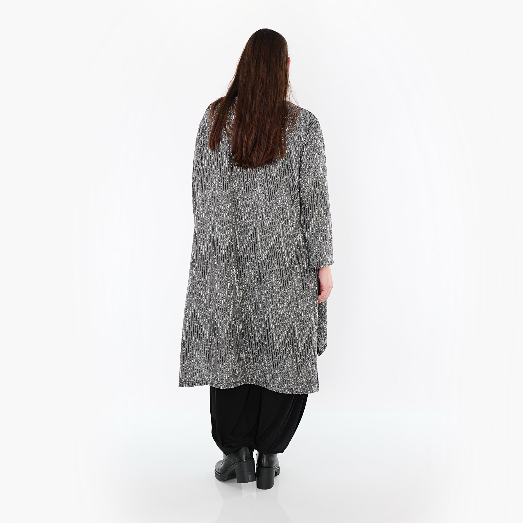  A-Form Shirt von AKH Fashion aus Materialmix, 1526.04656, Grau/Schwarz/Weiß, Schick