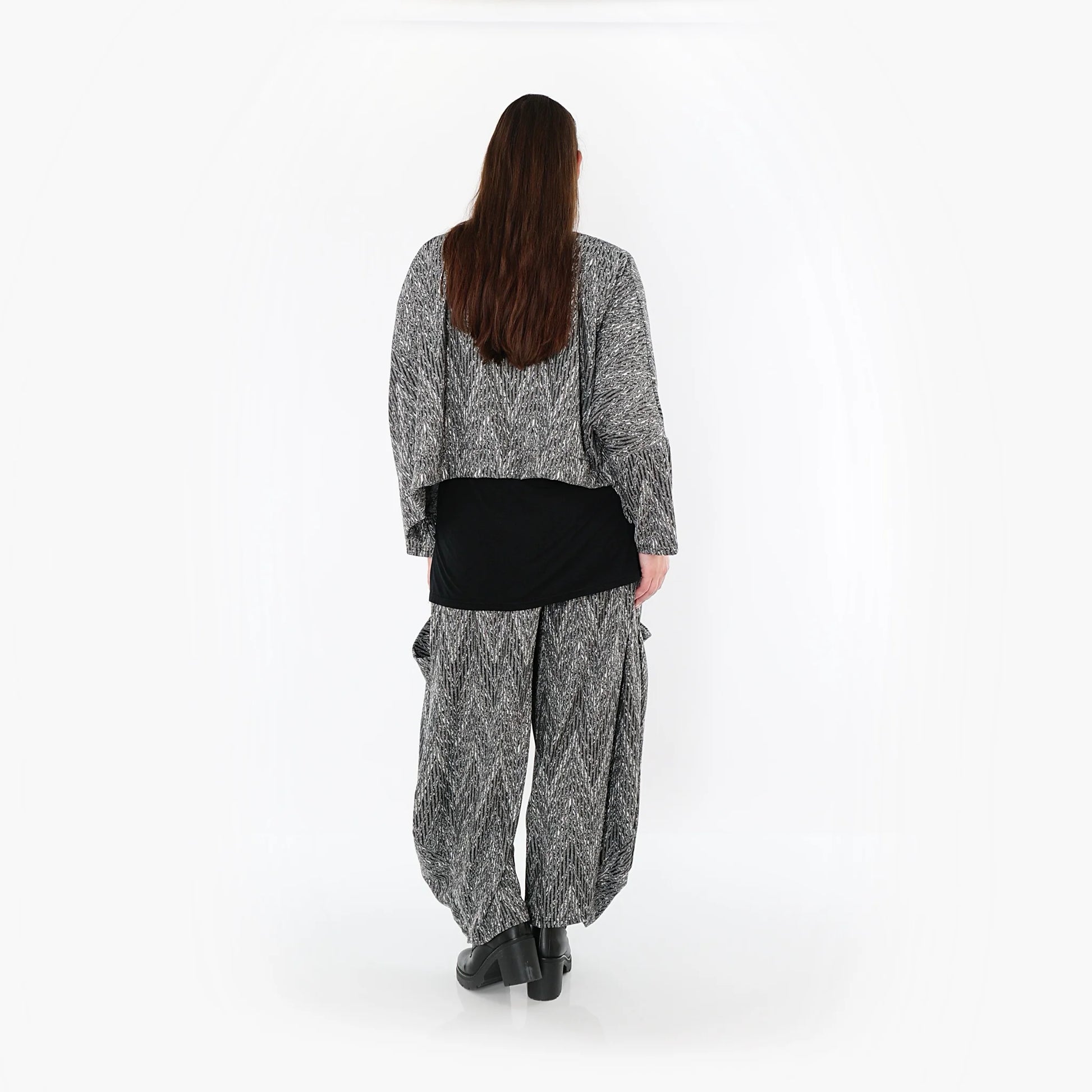  AKH Fashion Überwurf in kastiger Form, aus Materialmix, 1526.07011, Grau/Schwarz/Weiß