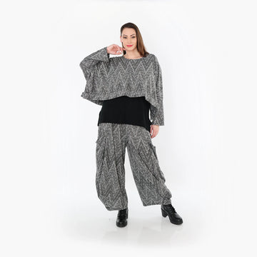  AKH Fashion Überwurf in kastiger Form, aus Materialmix, 1526.07011, Grau/Schwarz/Weiß