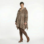  A-Form Jacke von AKH Fashion aus Polyester, 1528.02030, Braun/Ecru, Leopard, Ausgefallen