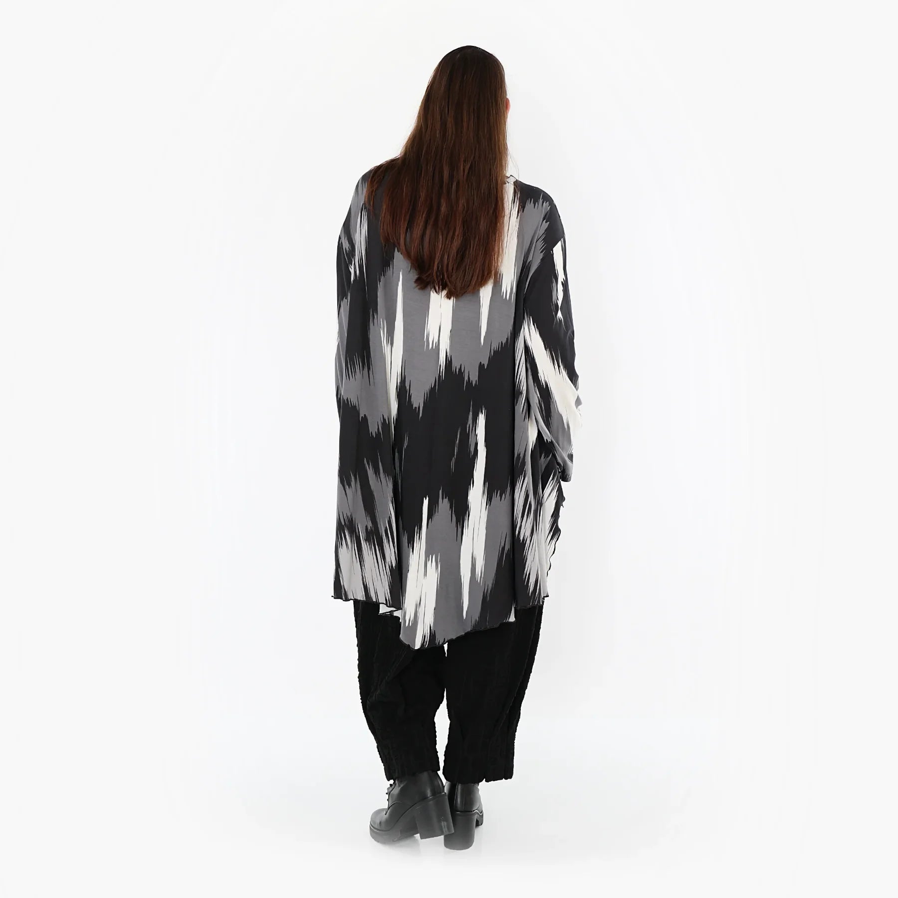  A-Form Bigshirt von AKH Fashion aus Viskose, 1530.07138, Schwarz/Grau/Weiß, Pinselstrich