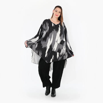  A-Form Bigshirt von AKH Fashion aus Viskose, 1530.07138, Schwarz/Grau/Weiß, Pinselstrich
