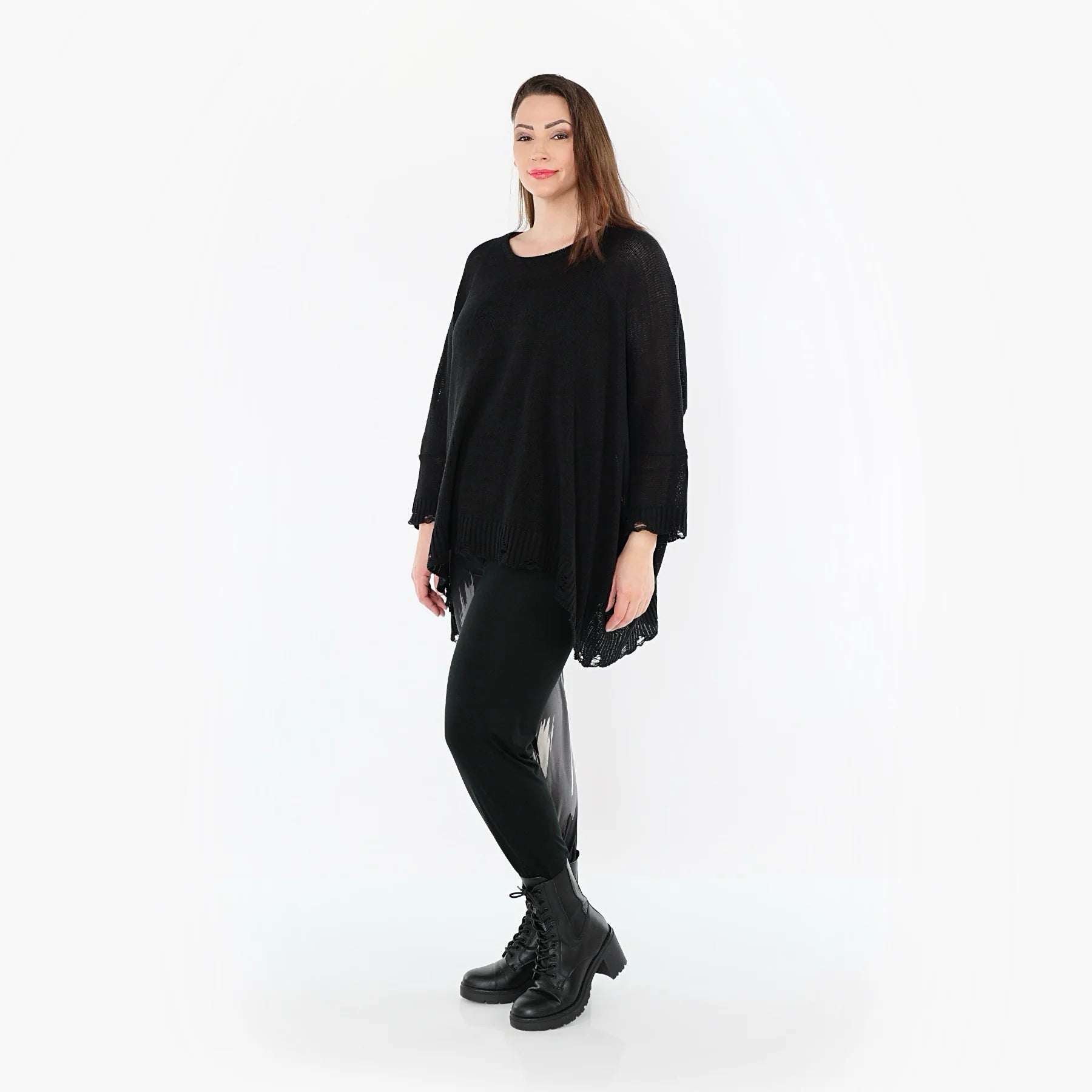  AKH Fashion Leggings in gerader Form, aus Viskose, 1530.0P100, Schwarz/Grau/Weiß, Schick
