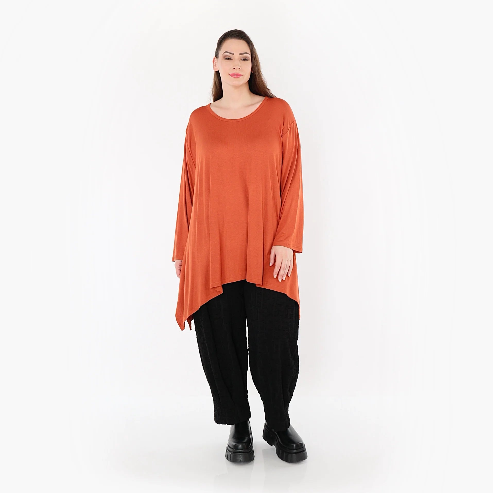  A-Form Bigshirt von AKH Fashion aus Viskose, 1531.01019, Rost, Ausgefallen, Zeitlos, Schick