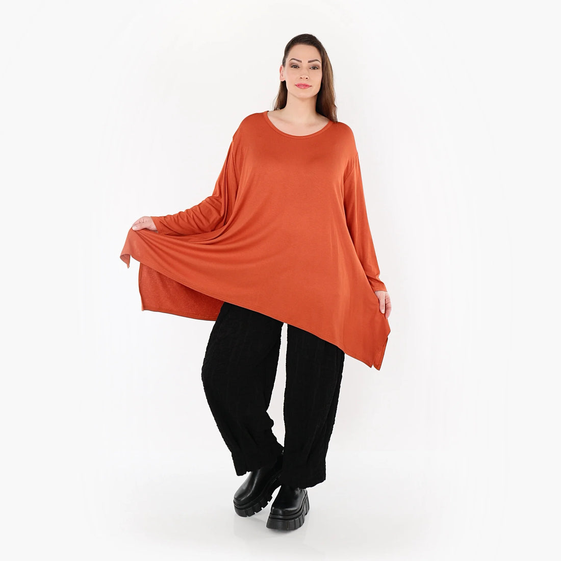  A-Form Bigshirt von AKH Fashion aus Viskose, 1531.01019, Rost, Ausgefallen, Zeitlos, Schick
