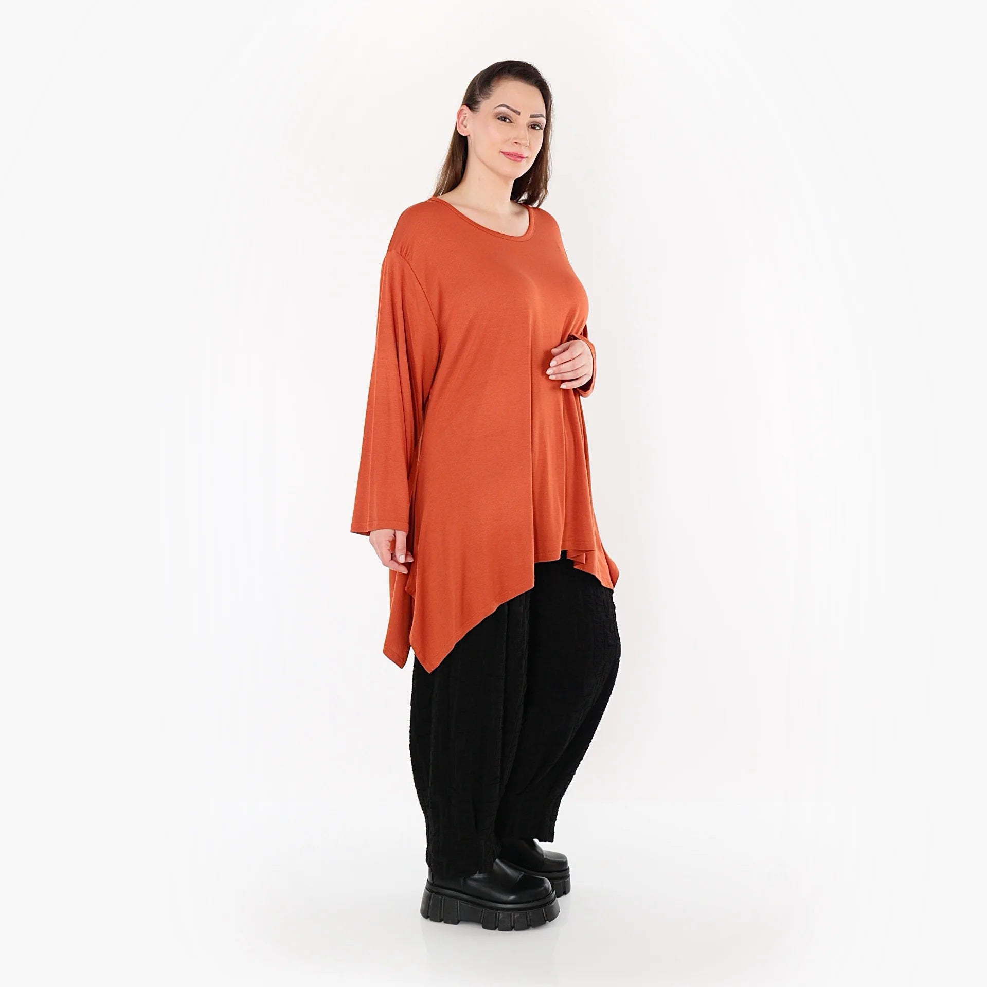  A-Form Bigshirt von AKH Fashion aus Viskose, 1531.01019, Rost, Ausgefallen, Zeitlos, Schick