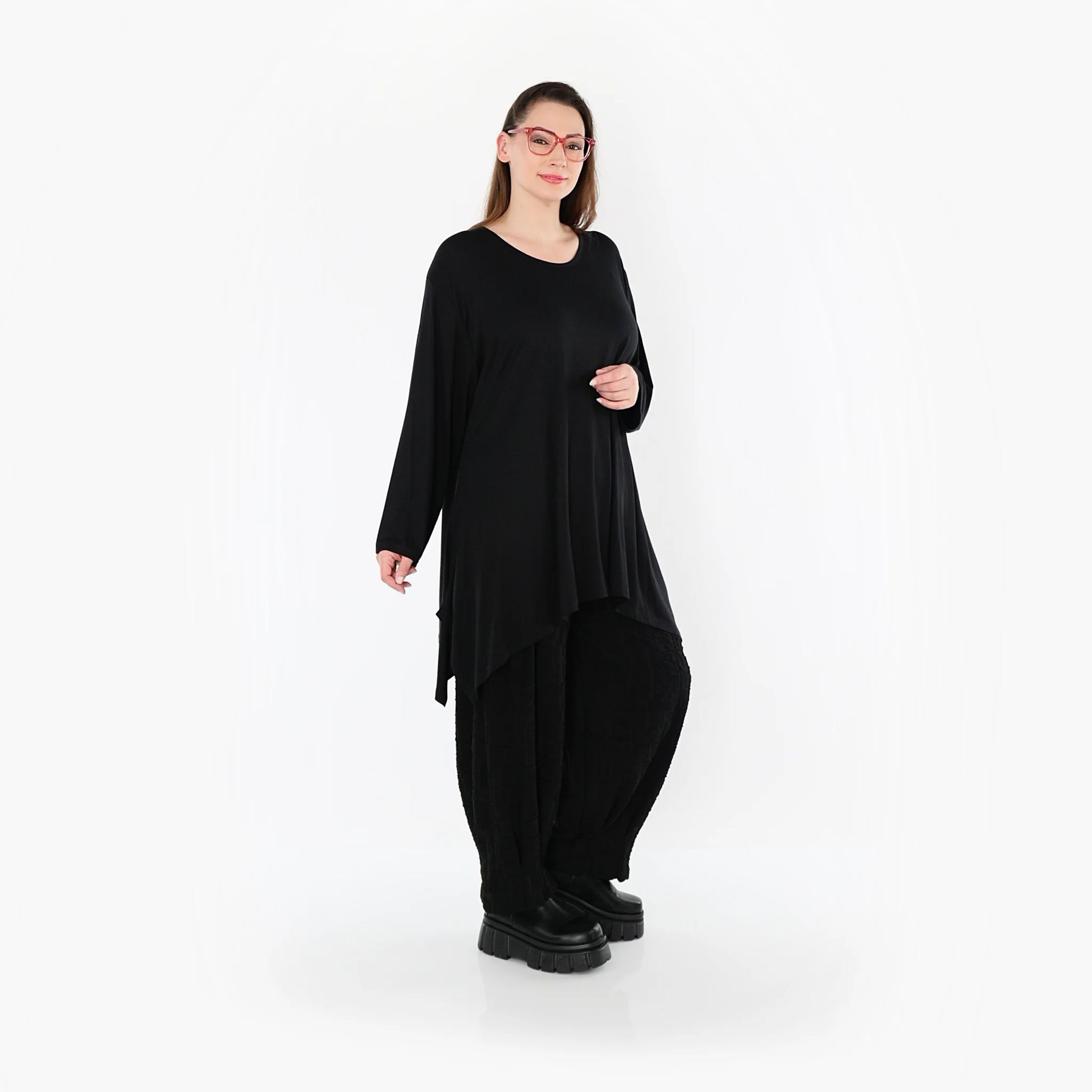  A-Form Bigshirt von AKH Fashion aus Viskose, 1531.01019, Schwarz, Ausgefallen, Zeitlos