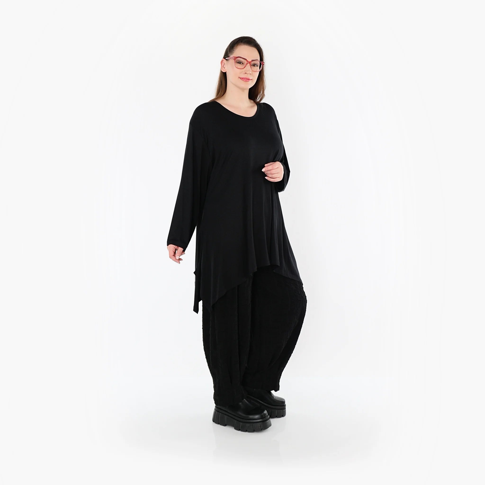  A-Form Bigshirt von AKH Fashion aus Viskose, 1531.01019, Schwarz, Ausgefallen, Zeitlos