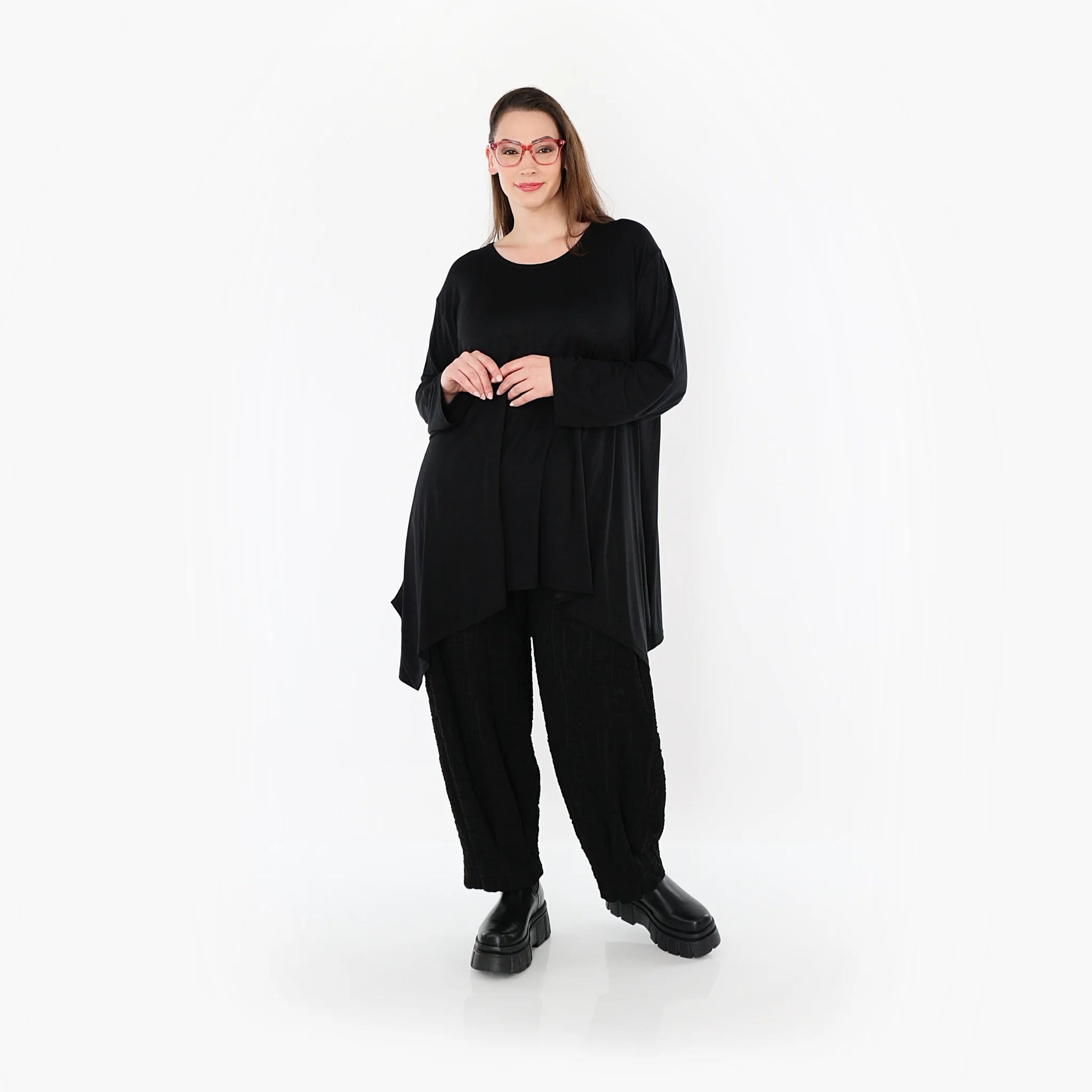  A-Form Bigshirt von AKH Fashion aus Viskose, 1531.01019, Schwarz, Ausgefallen, Zeitlos