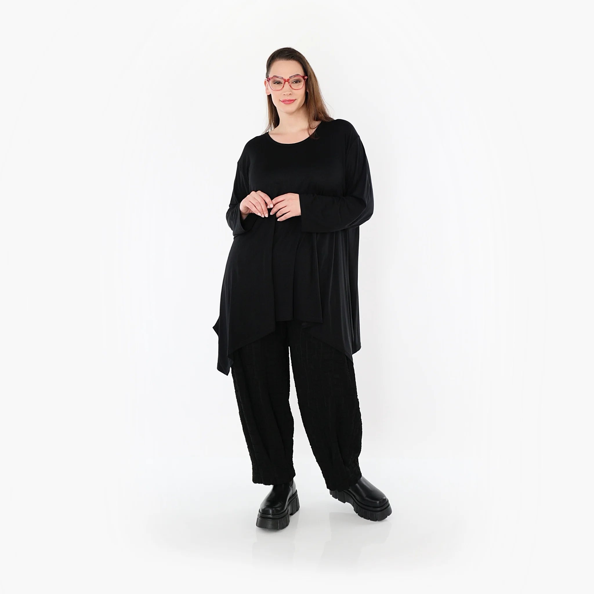  A-Form Bigshirt von AKH Fashion aus Viskose, 1531.01019, Schwarz, Ausgefallen, Zeitlos