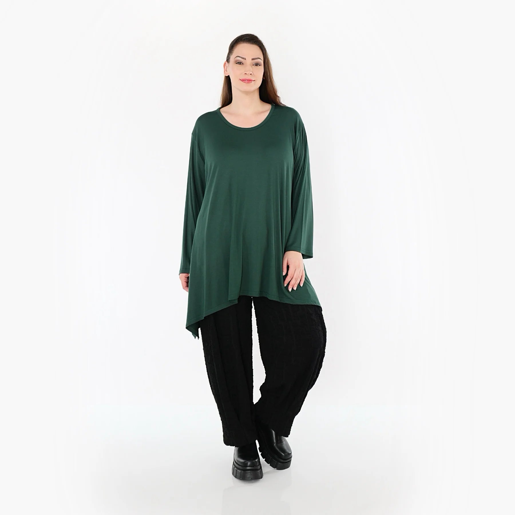  A-Form Bigshirt von AKH Fashion aus Viskose, 1531.01019, Tannengrün, Ausgefallen, Zeitlos