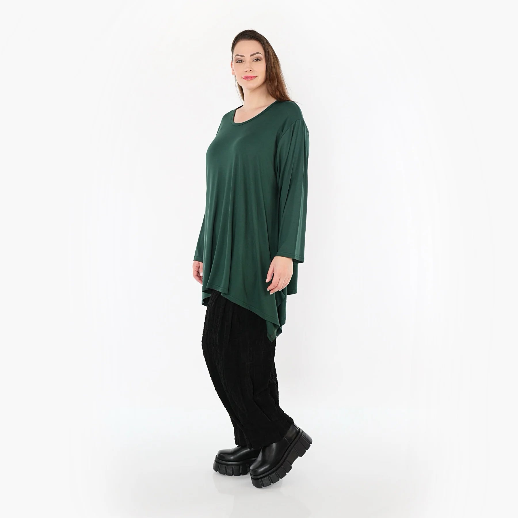  A-Form Bigshirt von AKH Fashion aus Viskose, 1531.01019, Tannengrün, Ausgefallen, Zeitlos