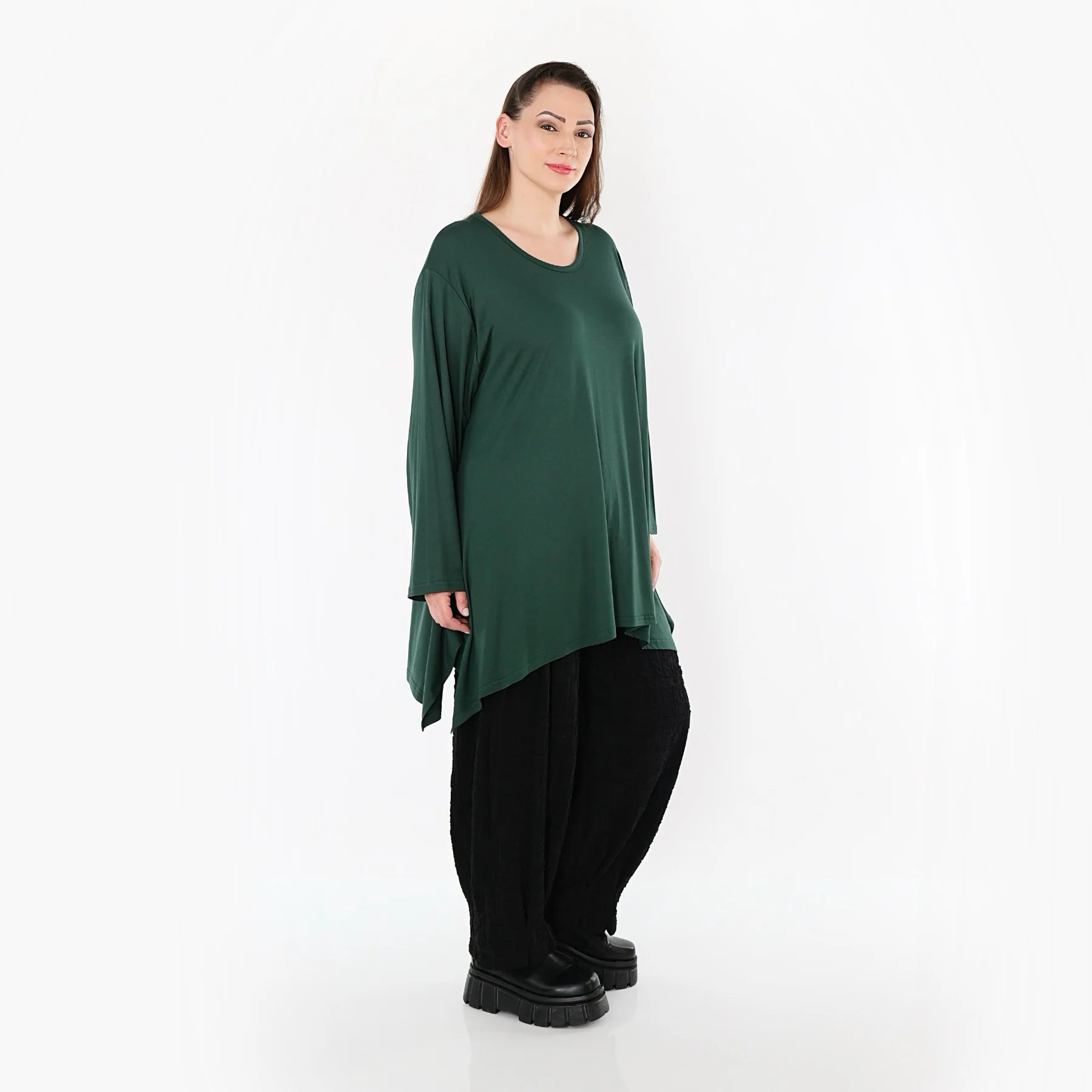  A-Form Bigshirt von AKH Fashion aus Viskose, 1531.01019, Tannengrün, Ausgefallen, Zeitlos