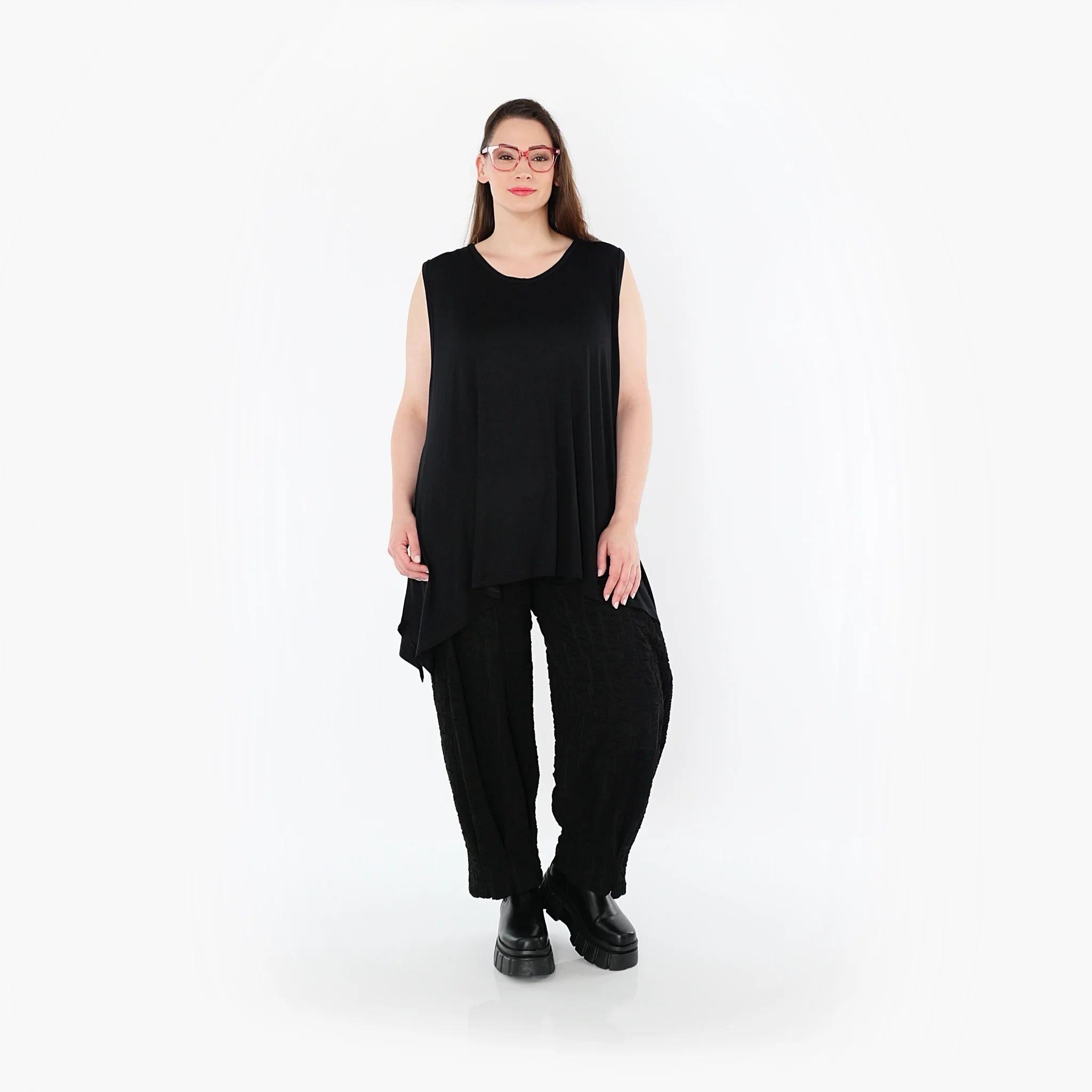 A-Form Top von AKH Fashion aus Viskose, 1531.03071, Schwarz, Ausgefallen, Zeitlos, Schick