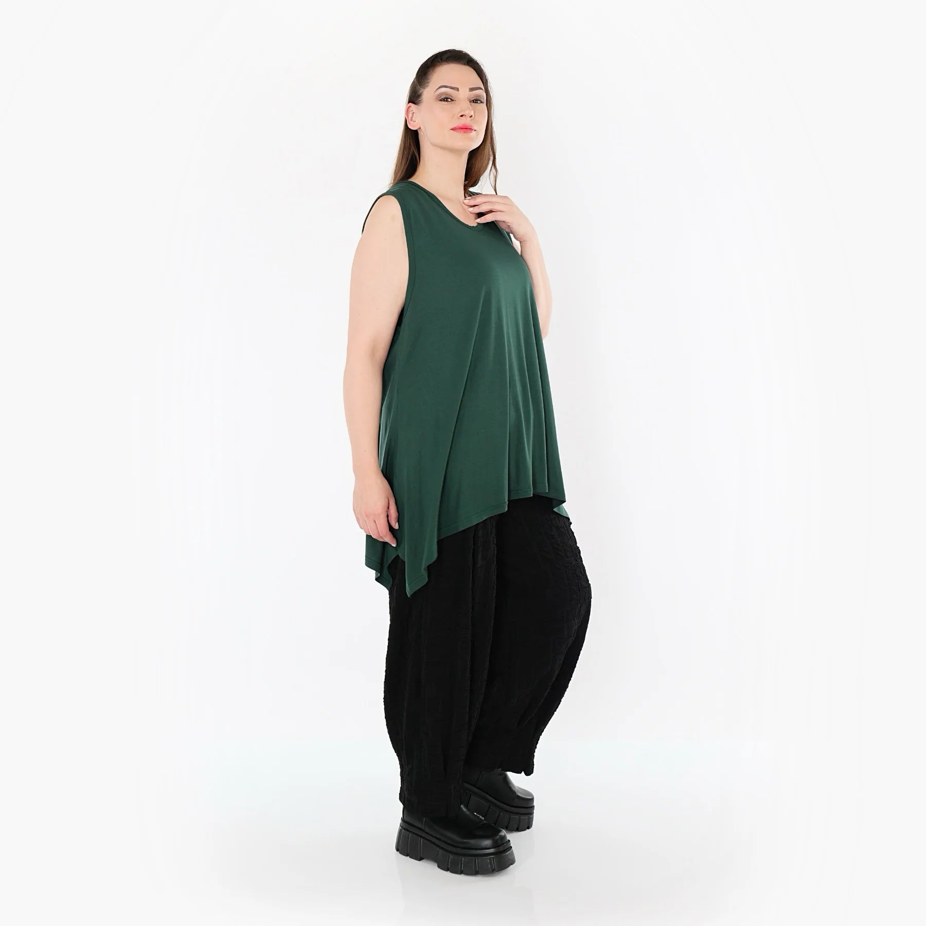  A-Form Top von AKH Fashion aus Viskose, 1531.03071, Tannengrün, Ausgefallen, Zeitlos, Schick