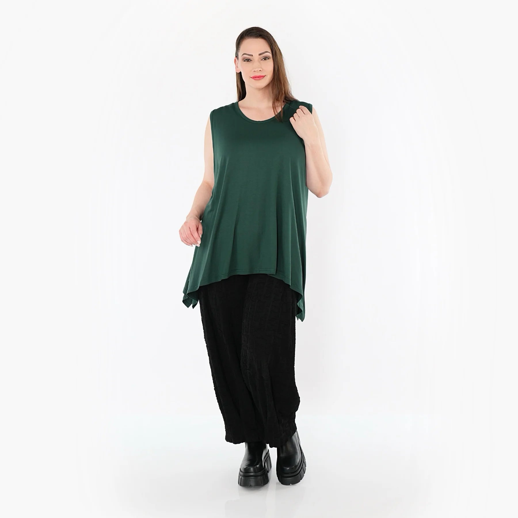  A-Form Top von AKH Fashion aus Viskose, 1531.03071, Tannengrün, Ausgefallen, Zeitlos, Schick
