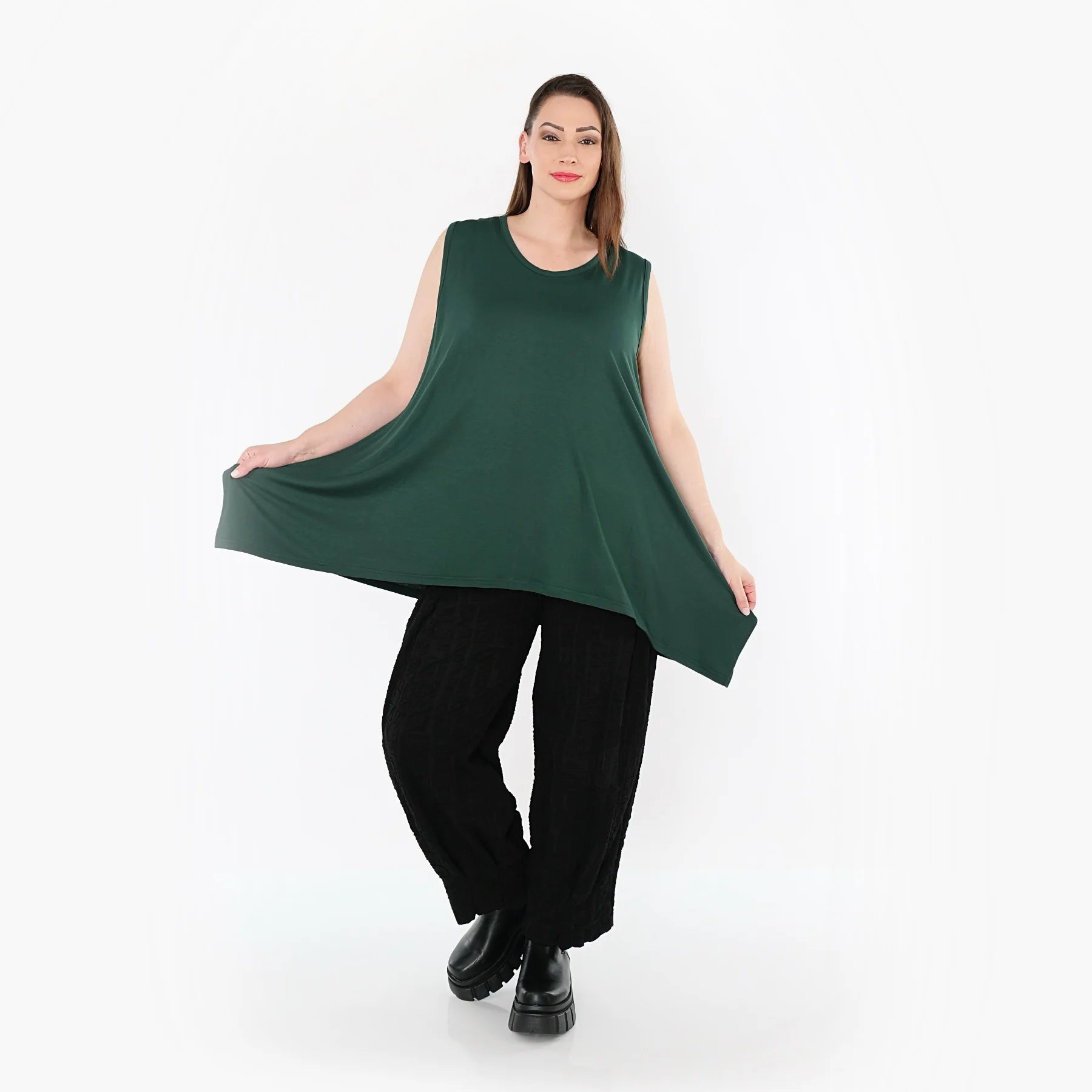  A-Form Top von AKH Fashion aus Viskose, 1531.03071, Tannengrün, Ausgefallen, Zeitlos, Schick