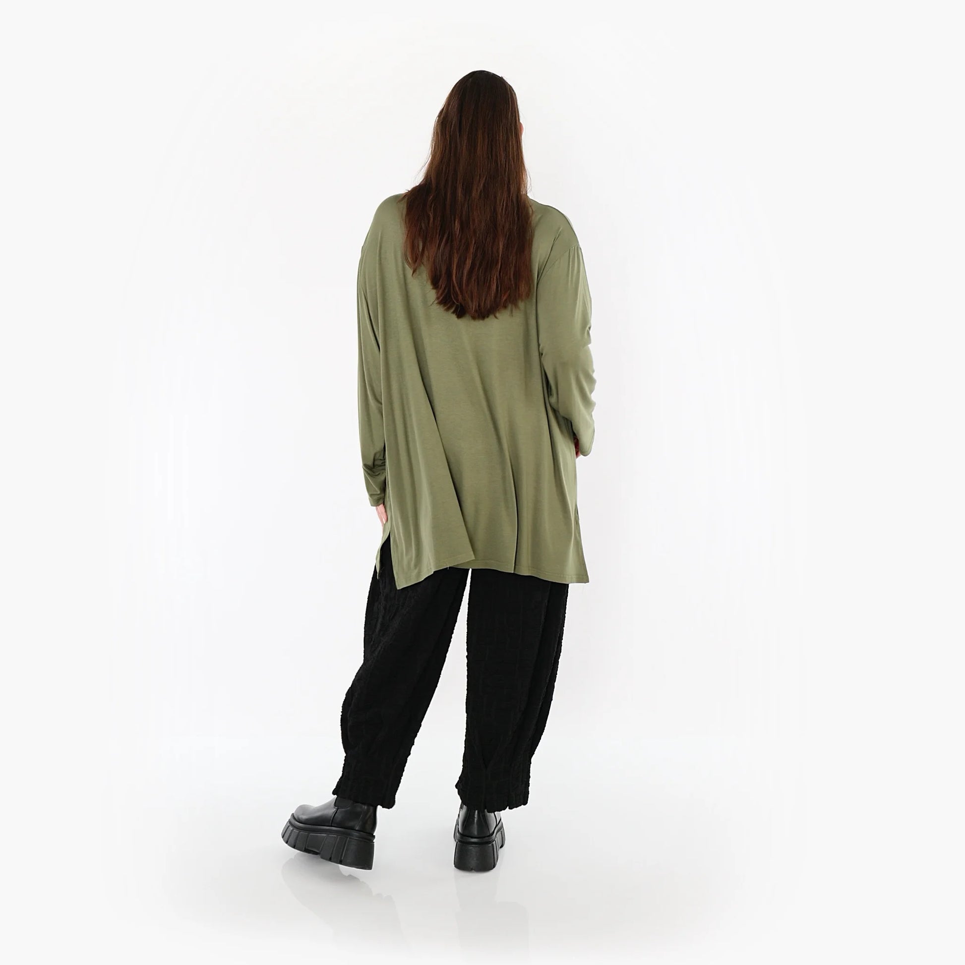  AKH Fashion Bigshirt in gerader Form, aus Viskose, 1531.07054, Olive, Ausgefallen, Zeitlos