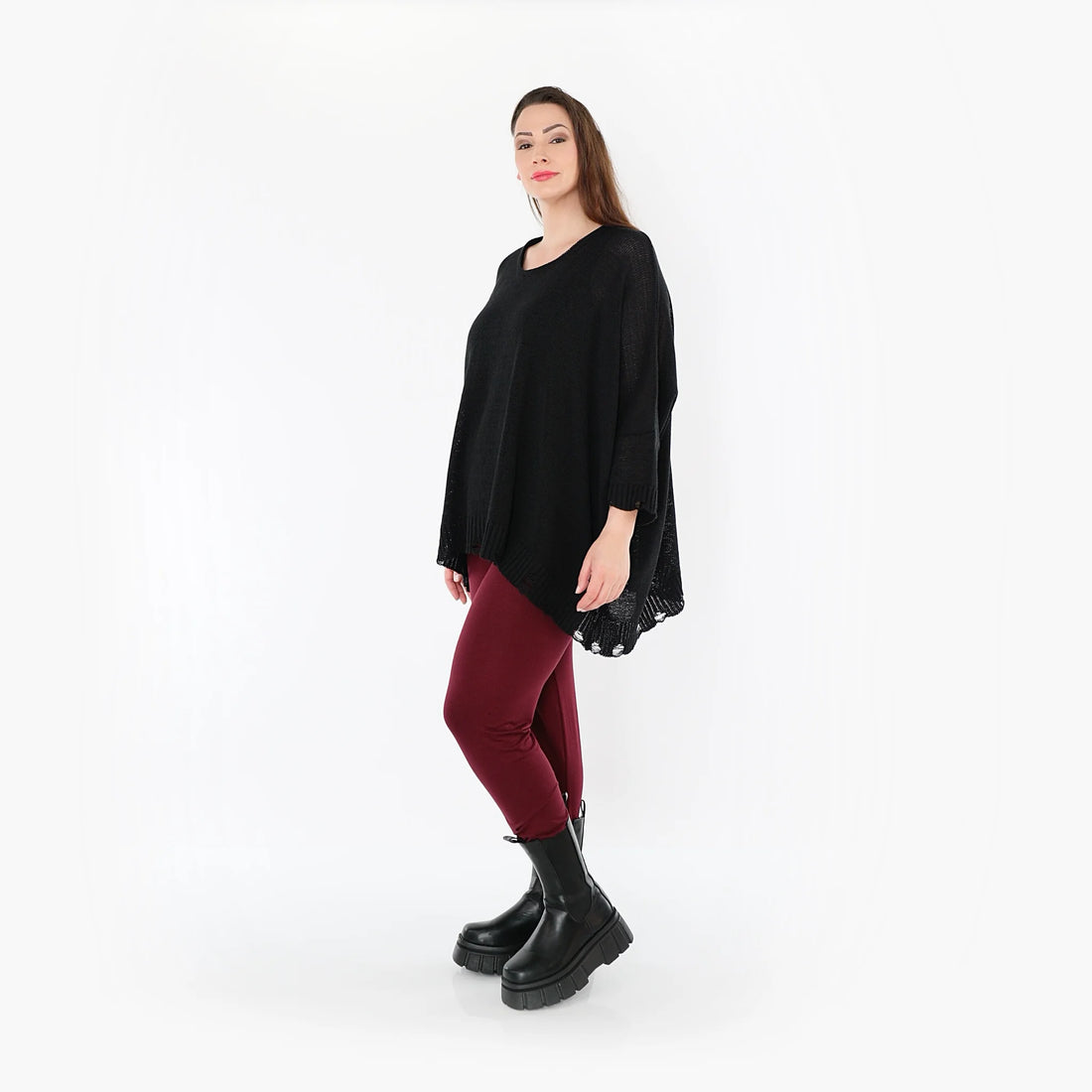 AKH Fashion Leggings in gerader Form, aus Viskose, 1531.0P100, Burgundy, Ausgefallen