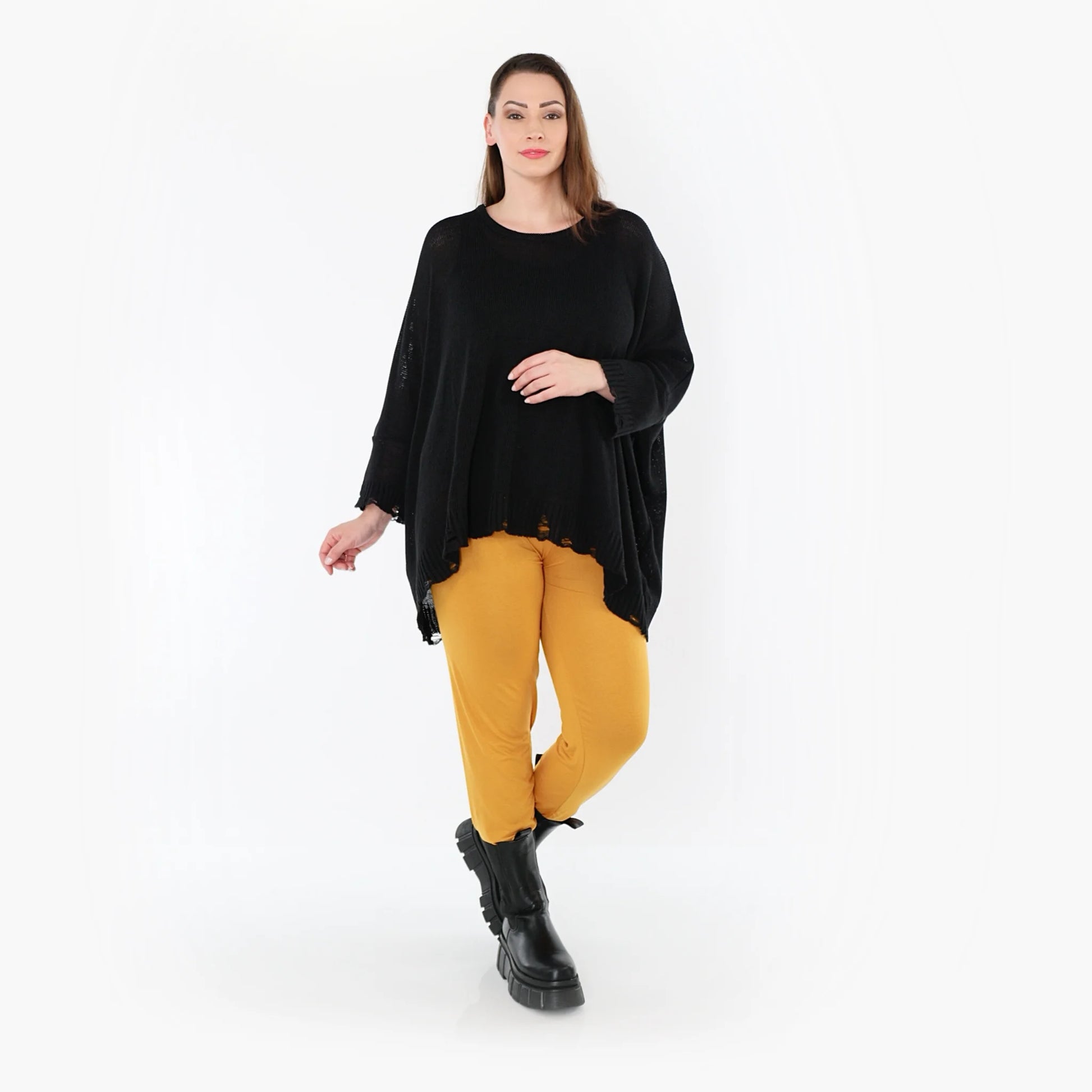  AKH Fashion Leggings in gerader Form, aus Viskose, 1531.0P100, Senf, Ausgefallen, Zeitlos