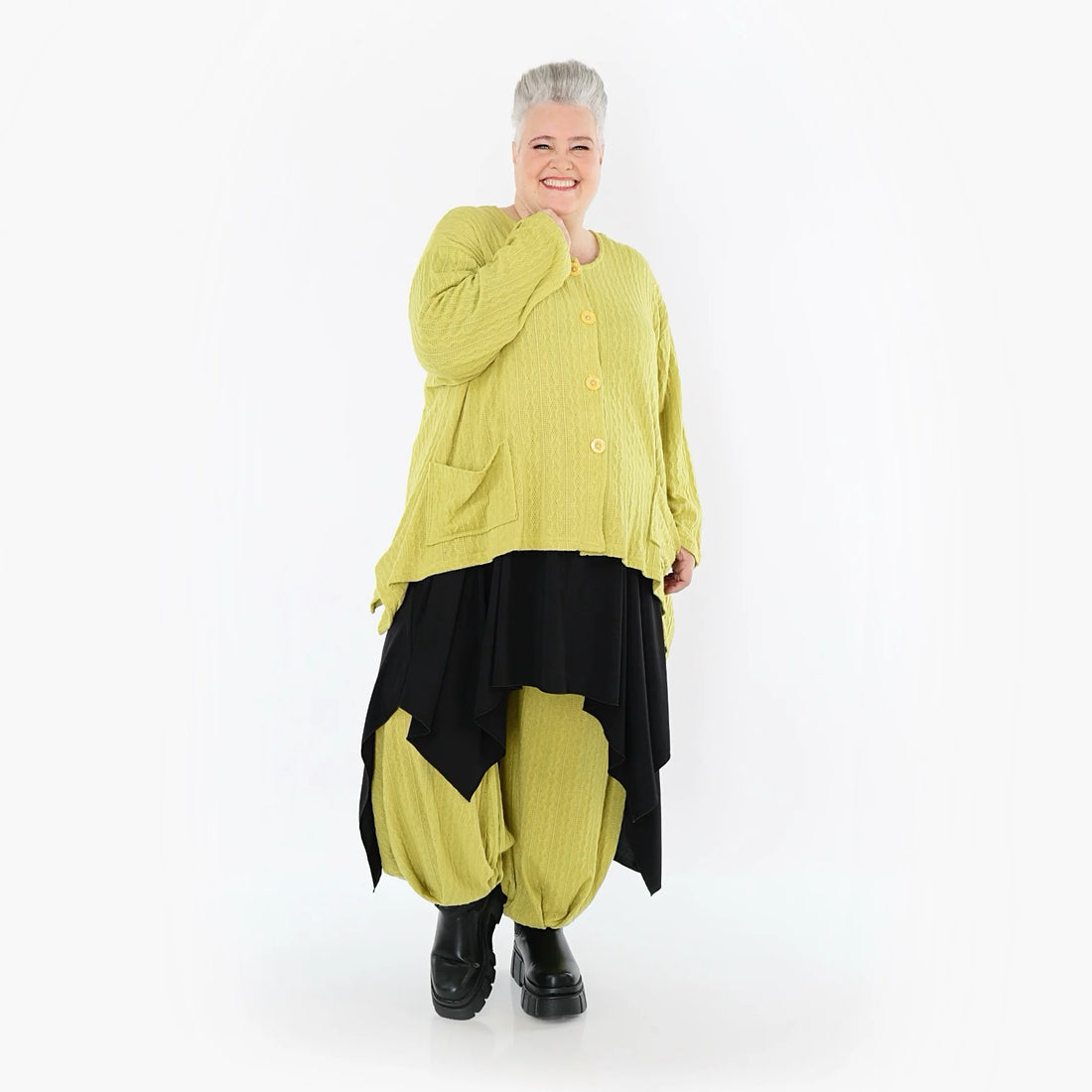  A-Form Jacke von AKH Fashion aus Materialmix, 1532.00118, Lime, Wellen, Ausgefallen