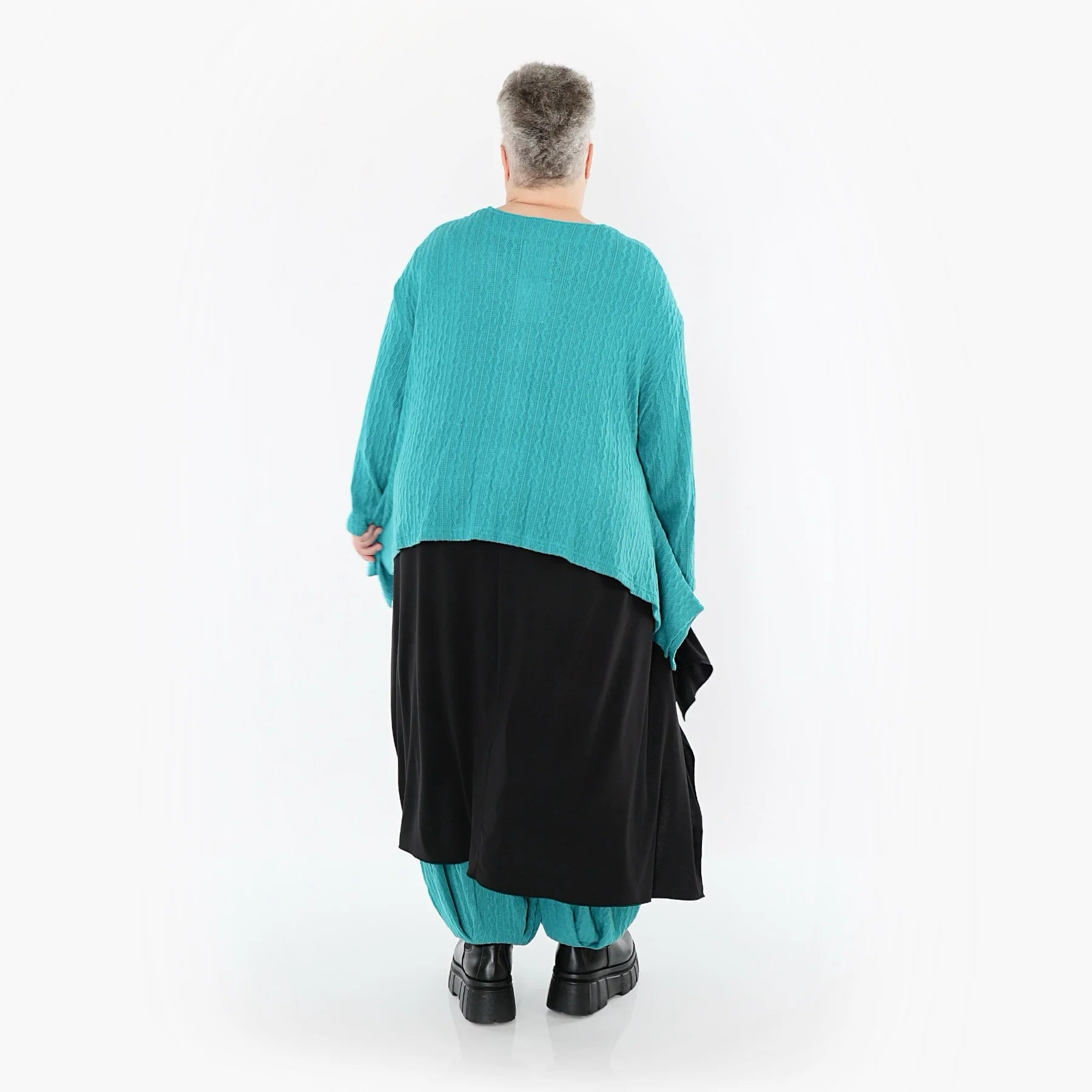  A-Form Jacke von AKH Fashion aus Materialmix, 1532.00118, PetrolBlau, Wellen, Ausgefallen