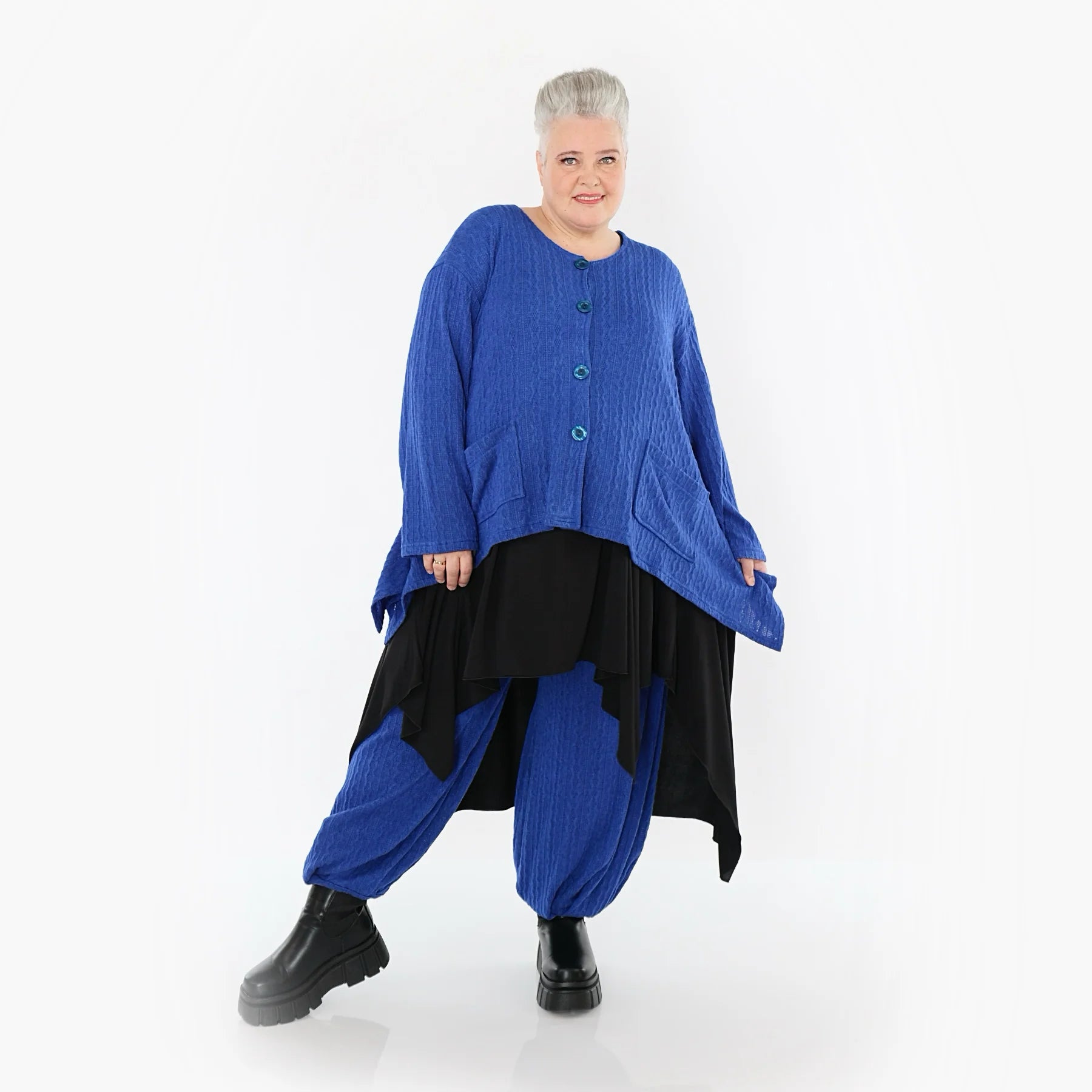  A-Form Jacke von AKH Fashion aus Materialmix, 1532.00118, Royalblau, Wellen, Ausgefallen