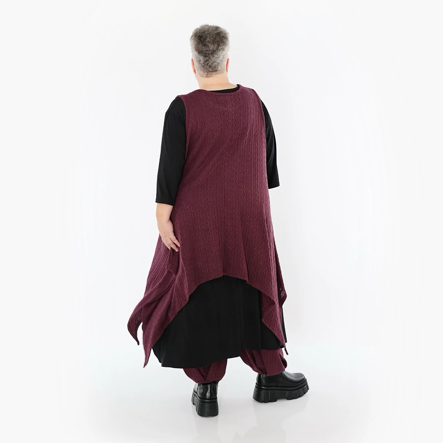 Zipfel Kleid von AKH Fashion aus Materialmix, 1532.03067, Burgundy, Wellen, Ausgefallen