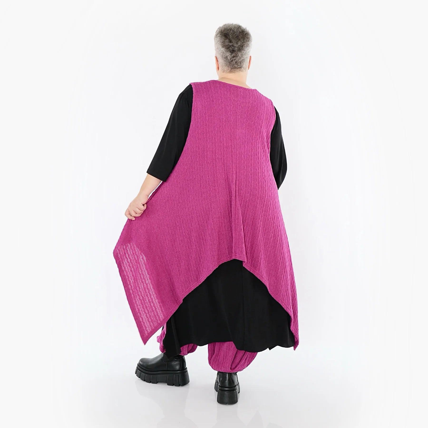  Zipfel Kleid von AKH Fashion aus Materialmix, 1532.03067, Fuchsia, Wellen, Ausgefallen