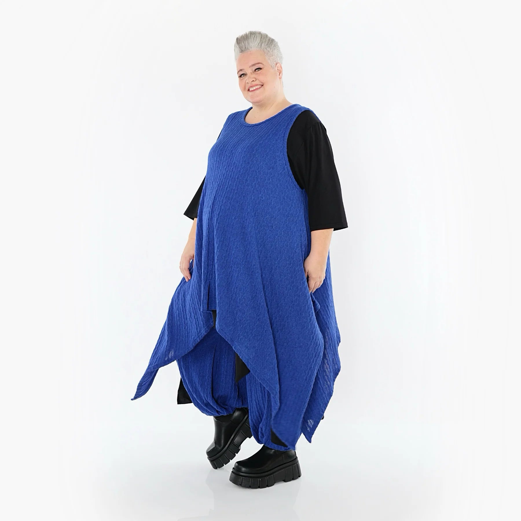  Zipfel Kleid von AKH Fashion aus Materialmix, 1532.03067, Royalblau, Wellen, Ausgefallen