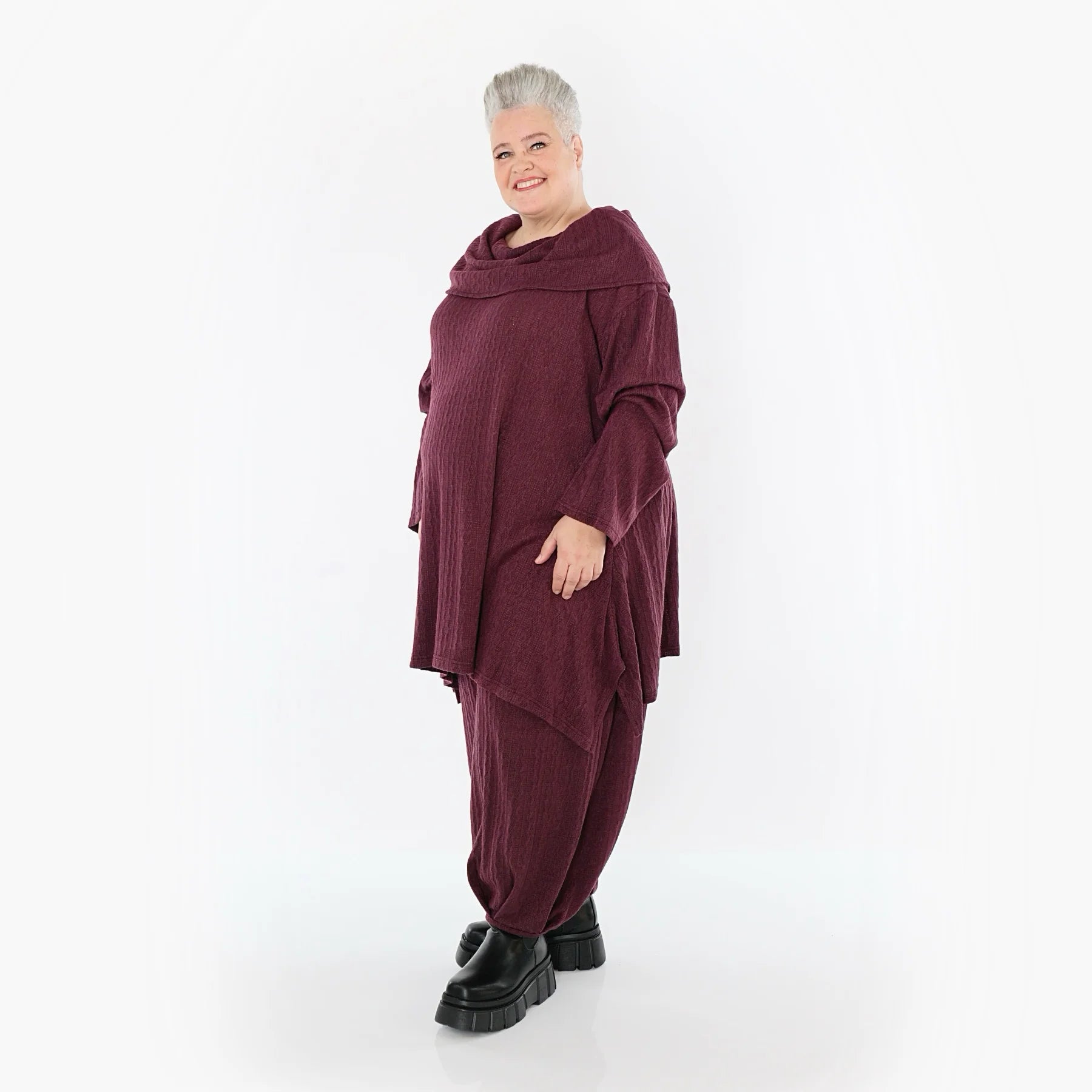  Ballonhose von AKH Fashion aus Materialmix, 1532.05920, Burgundy, Wellen, Ausgefallen