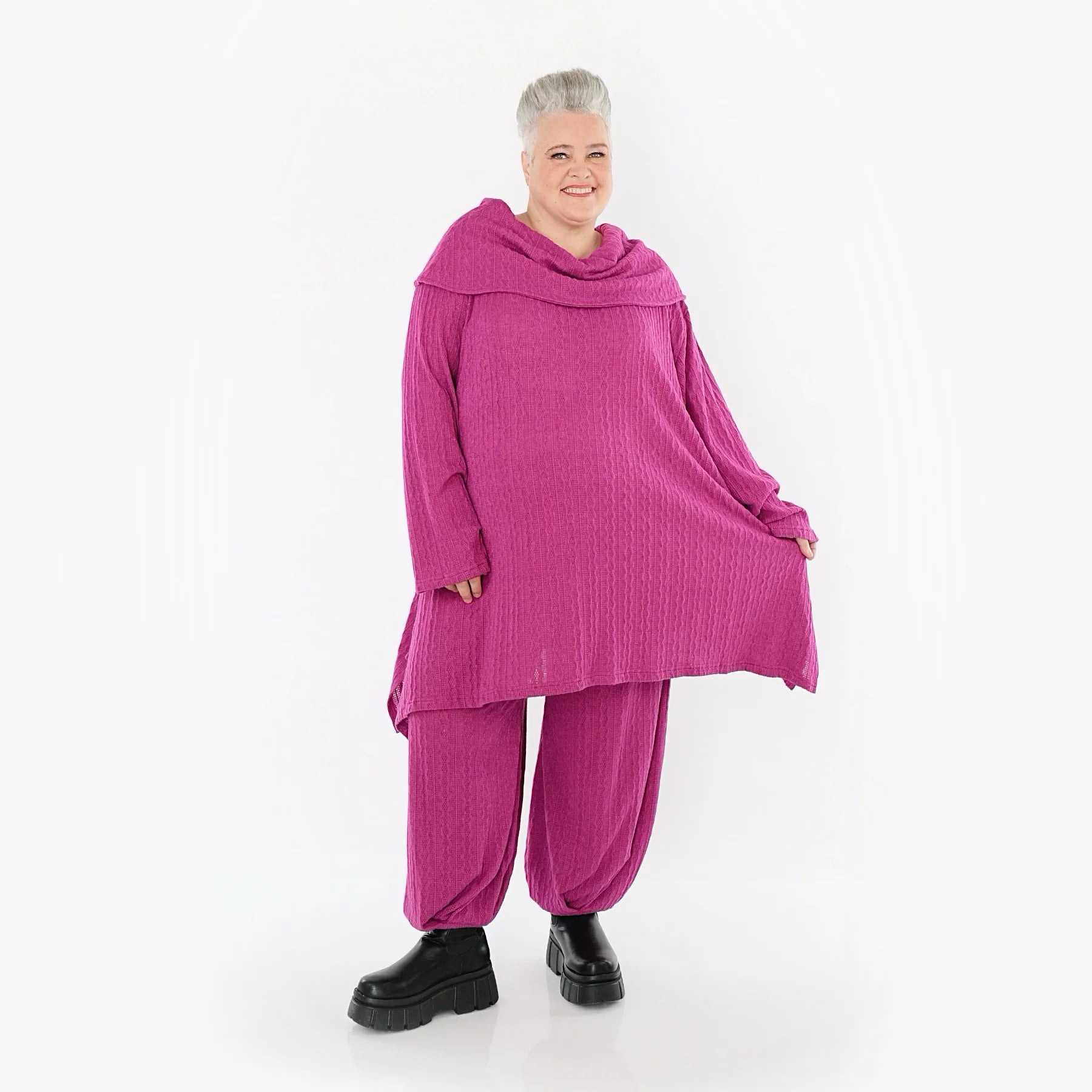  Ballonhose von AKH Fashion aus Materialmix, 1532.05920, Fuchsia, Wellen, Ausgefallen