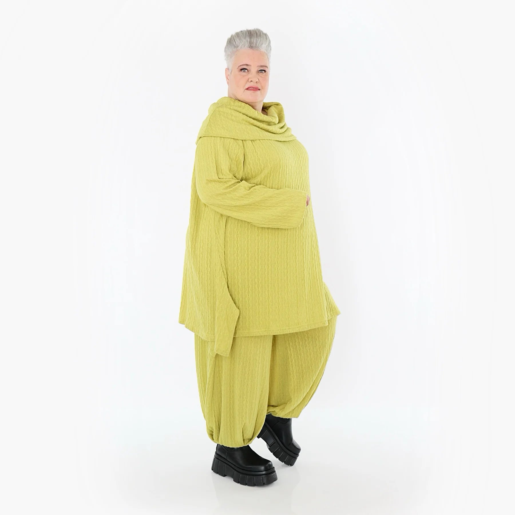  Ballonhose von AKH Fashion aus Materialmix, 1532.05920, Lime, Wellen, Ausgefallen, Zeitlos