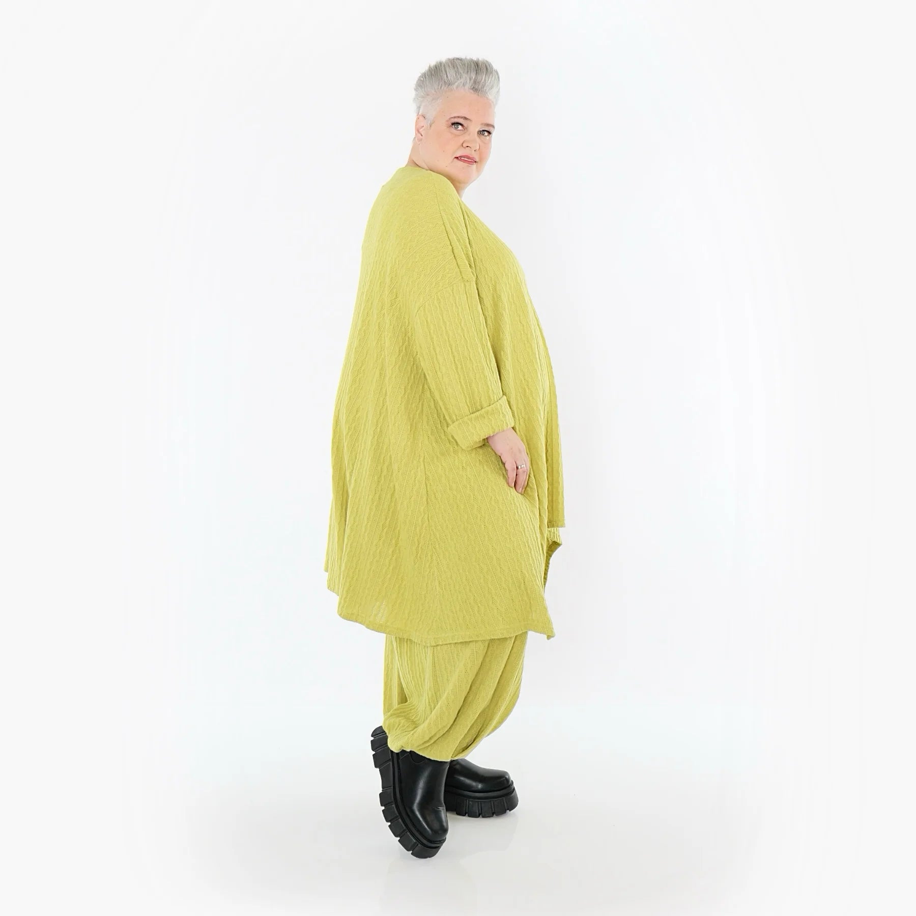  A-Form Bigshirt von AKH Fashion aus Materialmix, 1532.07014, Lime, Wellen, Ausgefallen