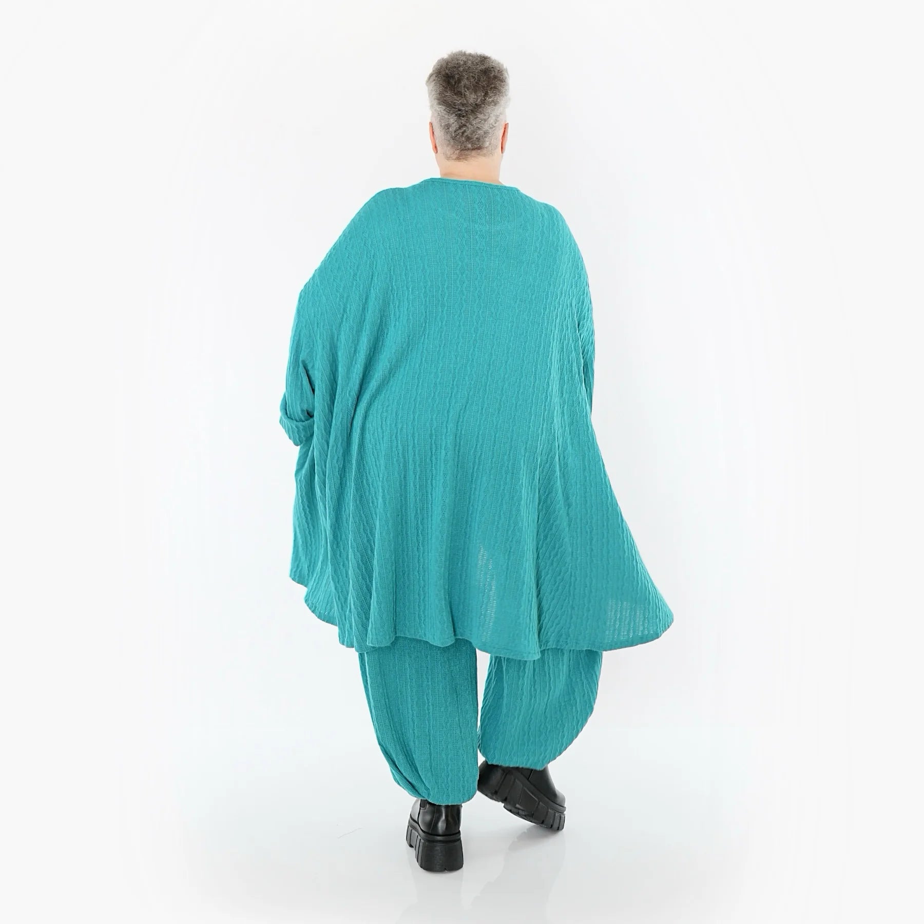  A-Form Bigshirt von AKH Fashion aus Materialmix, 1532.07014, PetrolBlau, Wellen, Ausgefallen