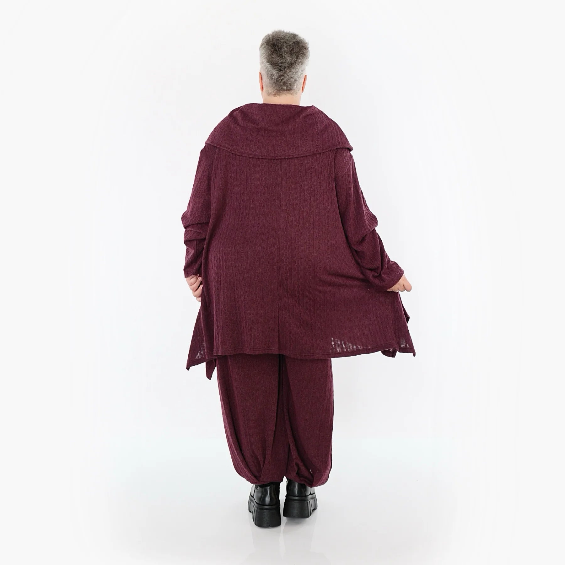 A-Form Bigshirt von AKH Fashion aus Materialmix, 1532.07145, Burgundy, Wellen, Ausgefallen
