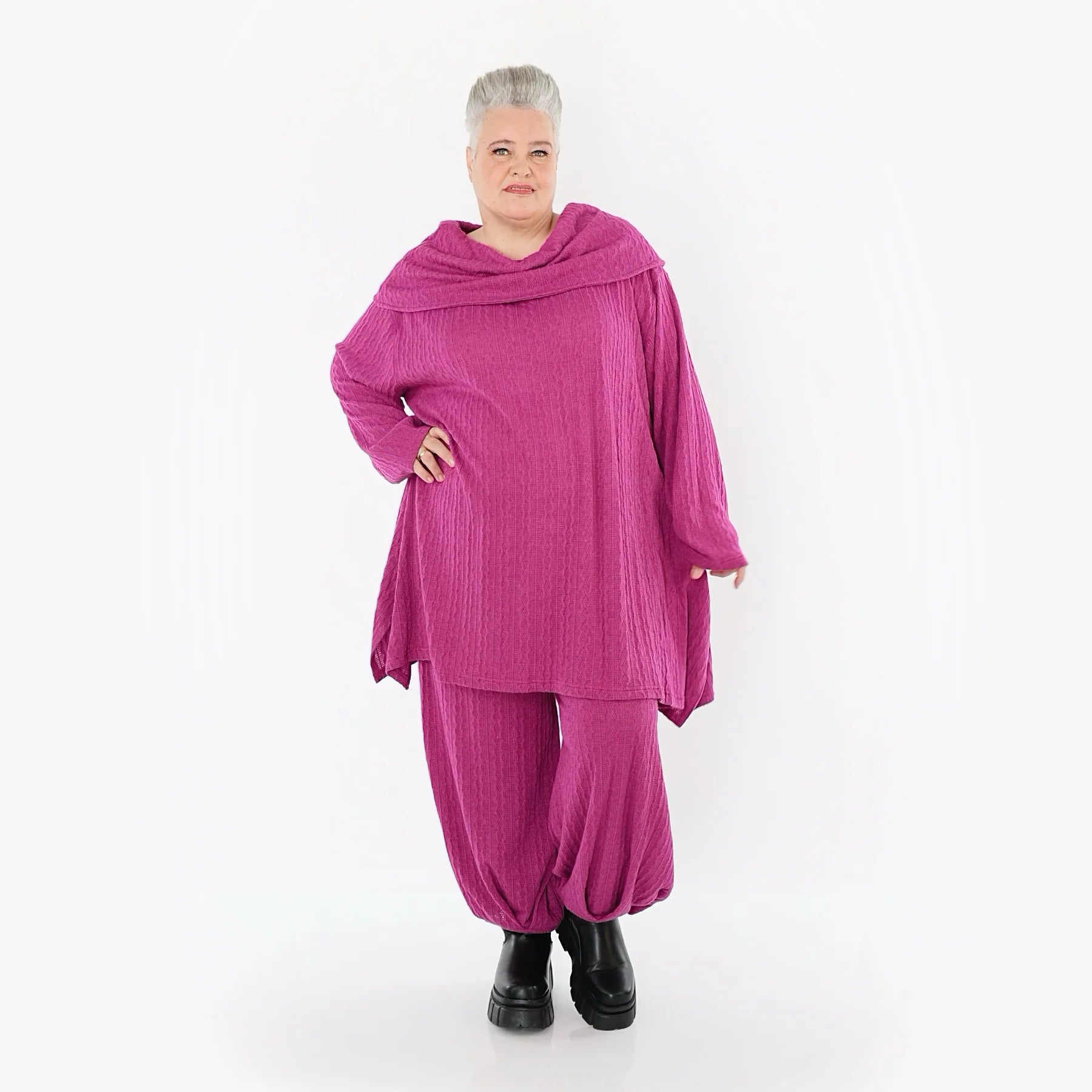 A-Form Bigshirt von AKH Fashion aus Materialmix, 1532.07145, Fuchsia, Wellen, Ausgefallen