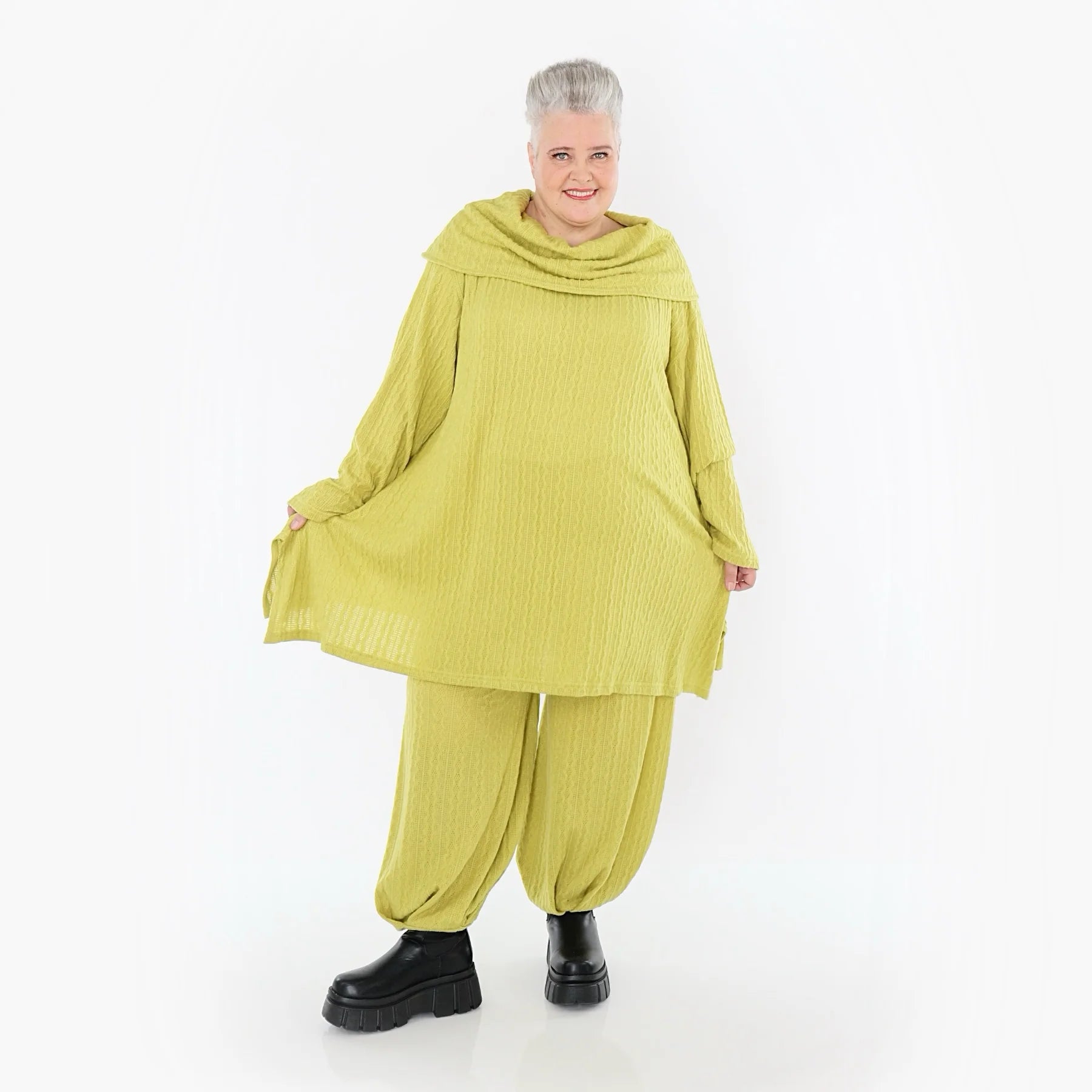  A-Form Bigshirt von AKH Fashion aus Materialmix, 1532.07145, Lime, Wellen, Ausgefallen