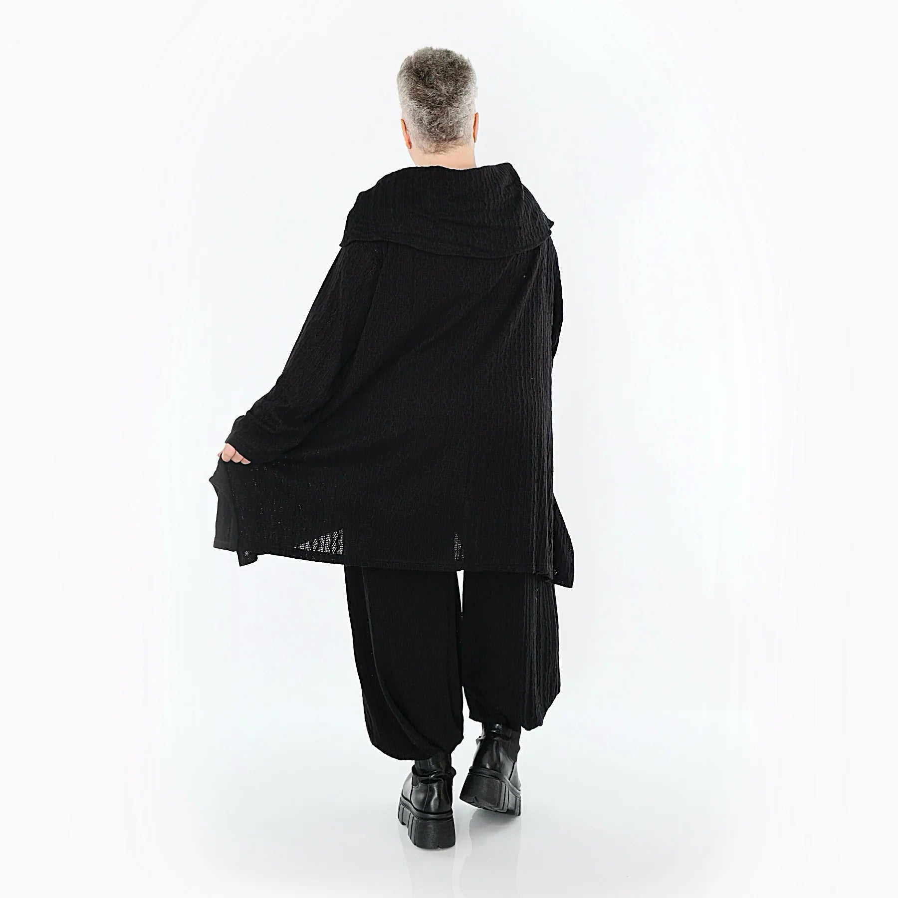  A-Form Bigshirt von AKH Fashion aus Materialmix, 1532.07145, Schwarz, Wellen, Ausgefallen